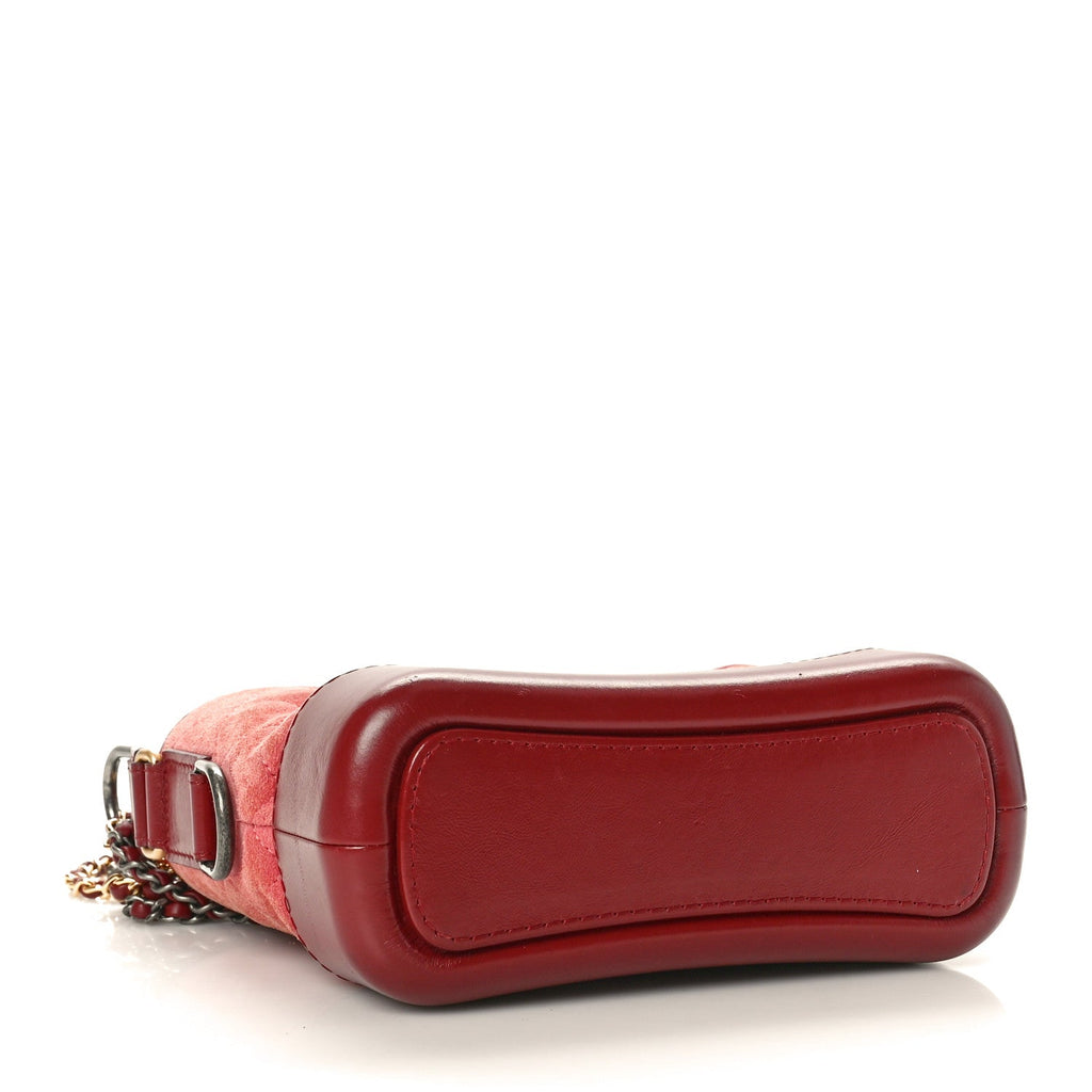 Suede Quilted Small Gabrielle Hobo Red