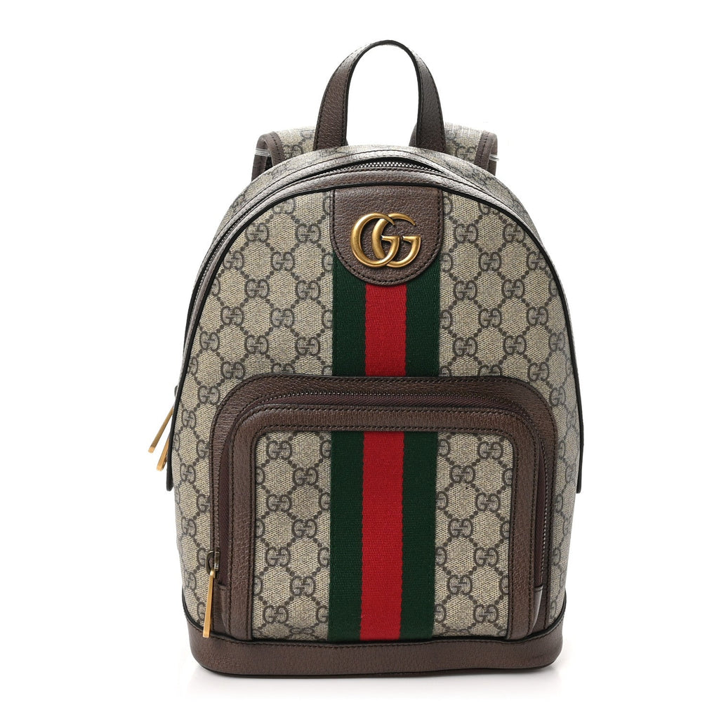 GG Supreme Monogram Calfskin Web Small Ophidia Day Backpack Beige Ebony New Acero