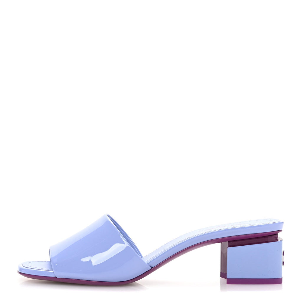 Patent Calfskin CC Mules 38 Light Purple Dark Purple