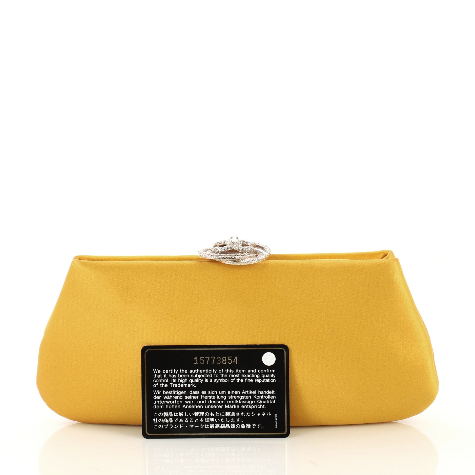 Camellia Clasp Clutch Satin with Crystals Small