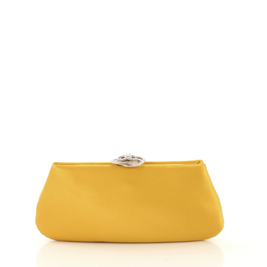 Camellia Clasp Clutch Satin with Crystals Small