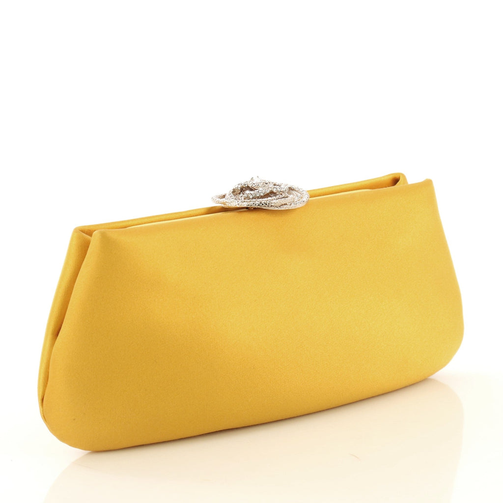 Camellia Clasp Clutch Satin with Crystals Small