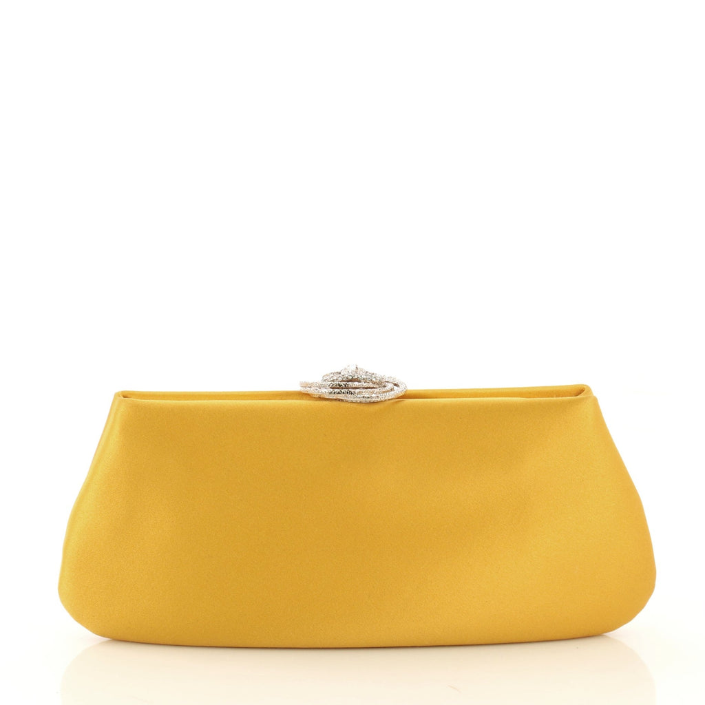 Camellia Clasp Clutch Satin with Crystals Small