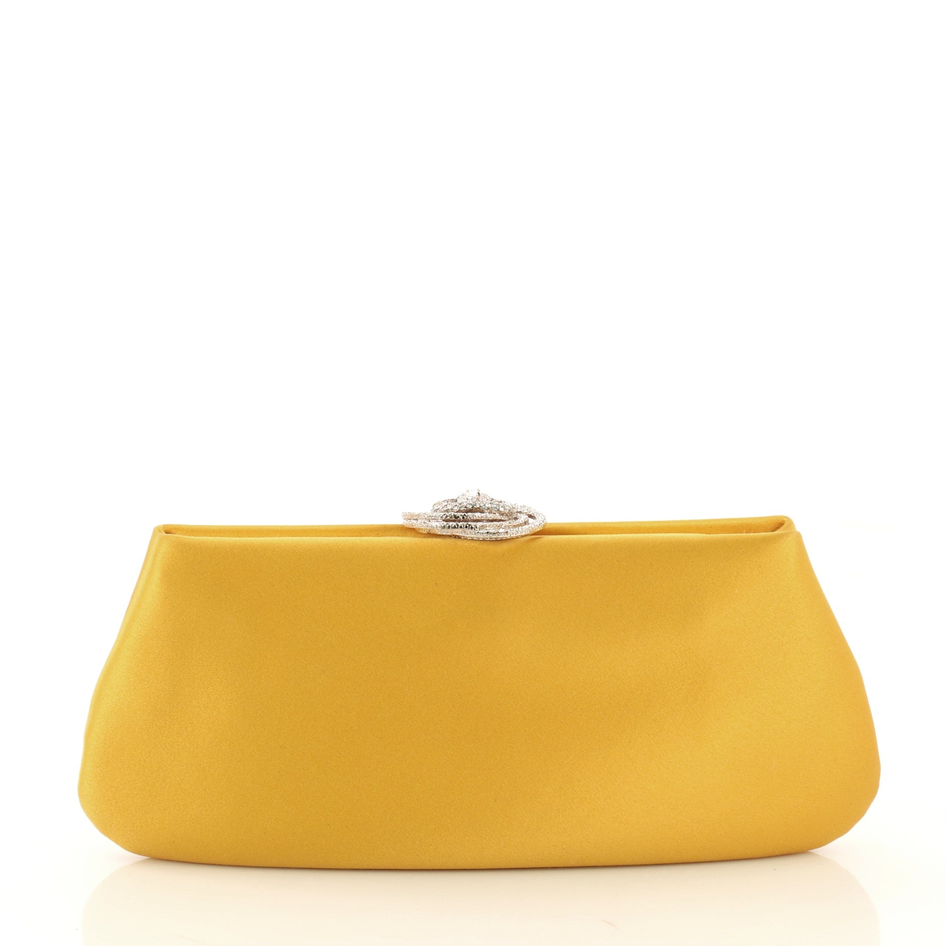 Camellia Clasp Clutch Satin with Crystals Small