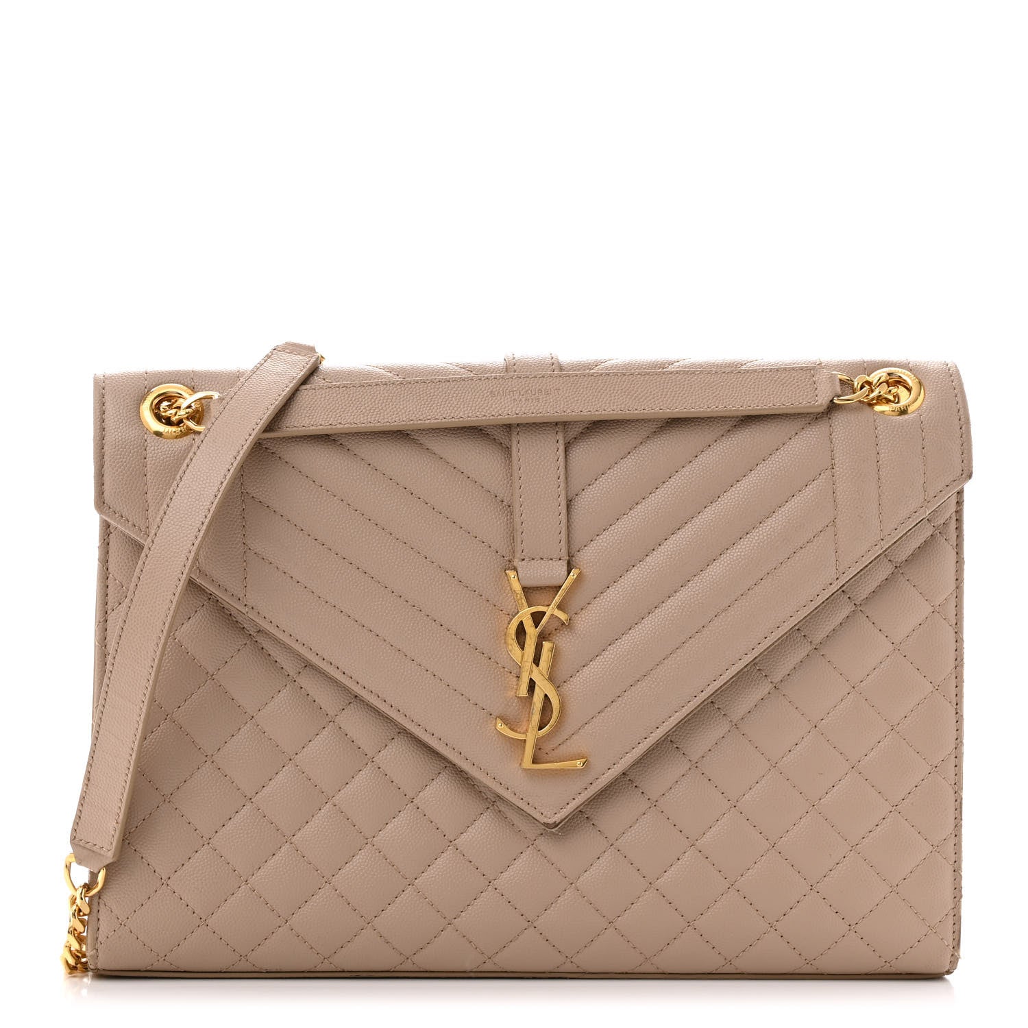 Grain De Poudre Mixed Matelasse Large Triquilt Monogram Satchel Dark Beige