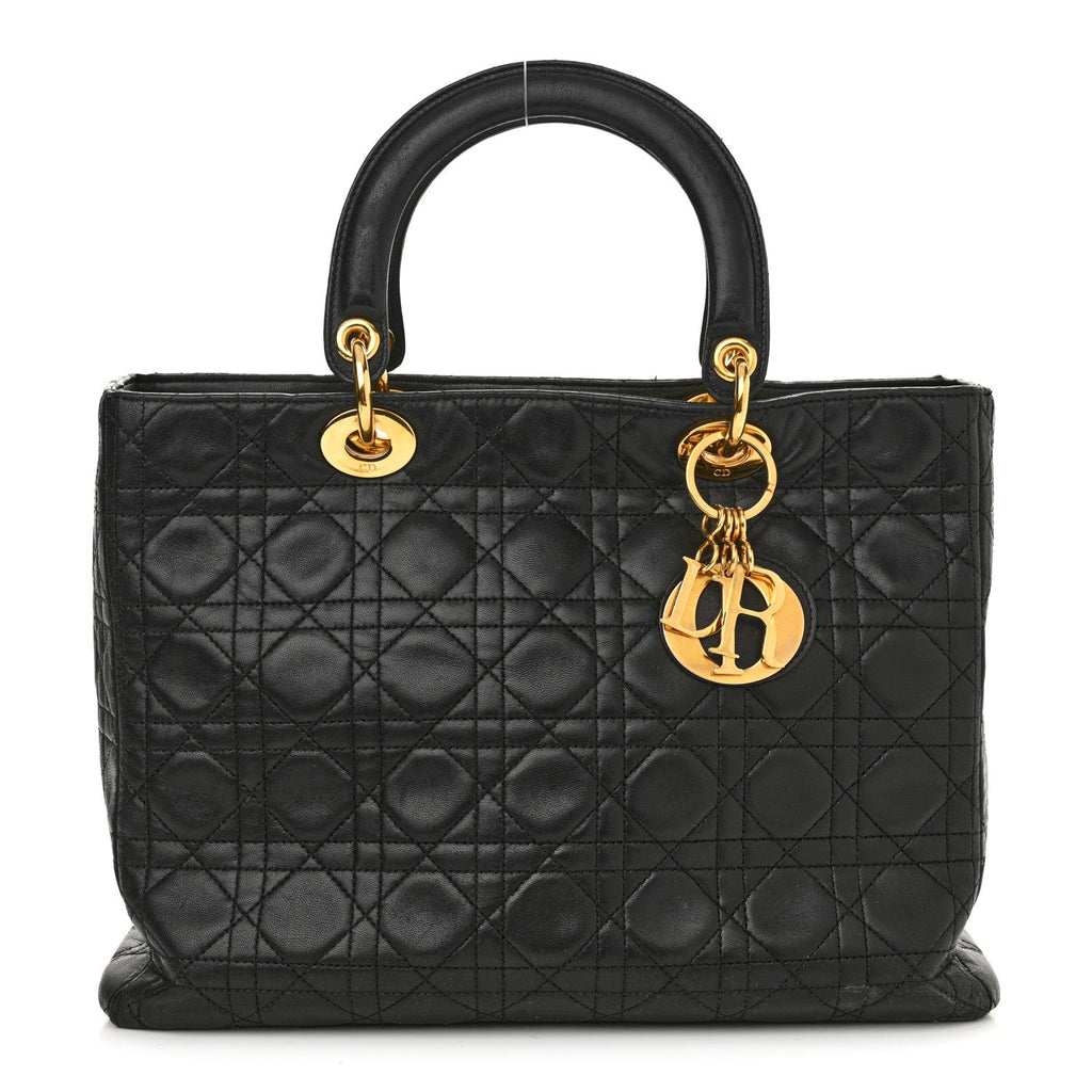 Lambskin Cannage Large Lady Dior Black