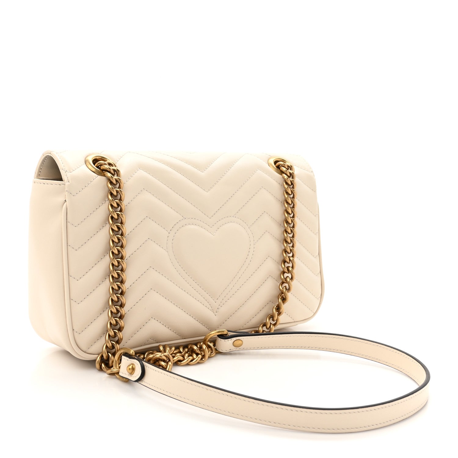 Calfskin Matelasse Small GG Marmont Shoulder Bag White
