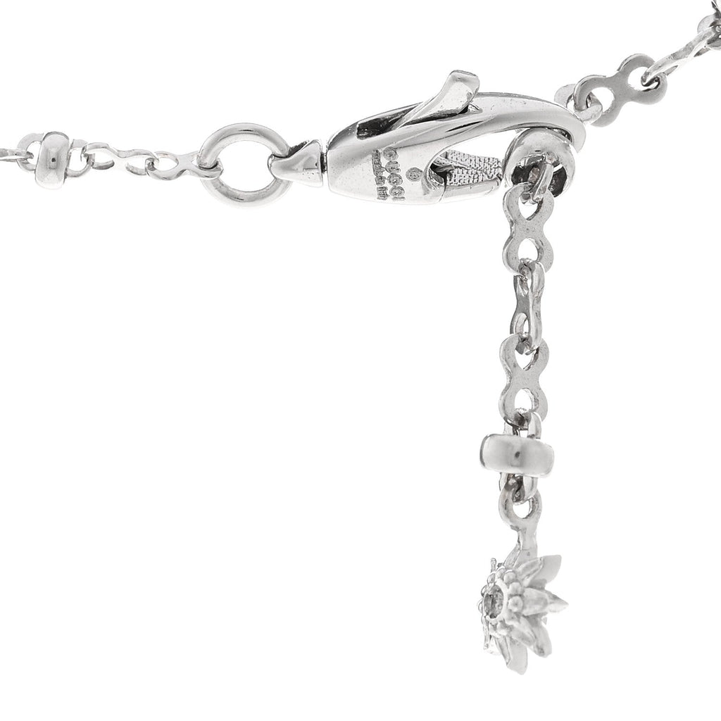 18K White Gold Diamond Flora GG Pendant Necklace