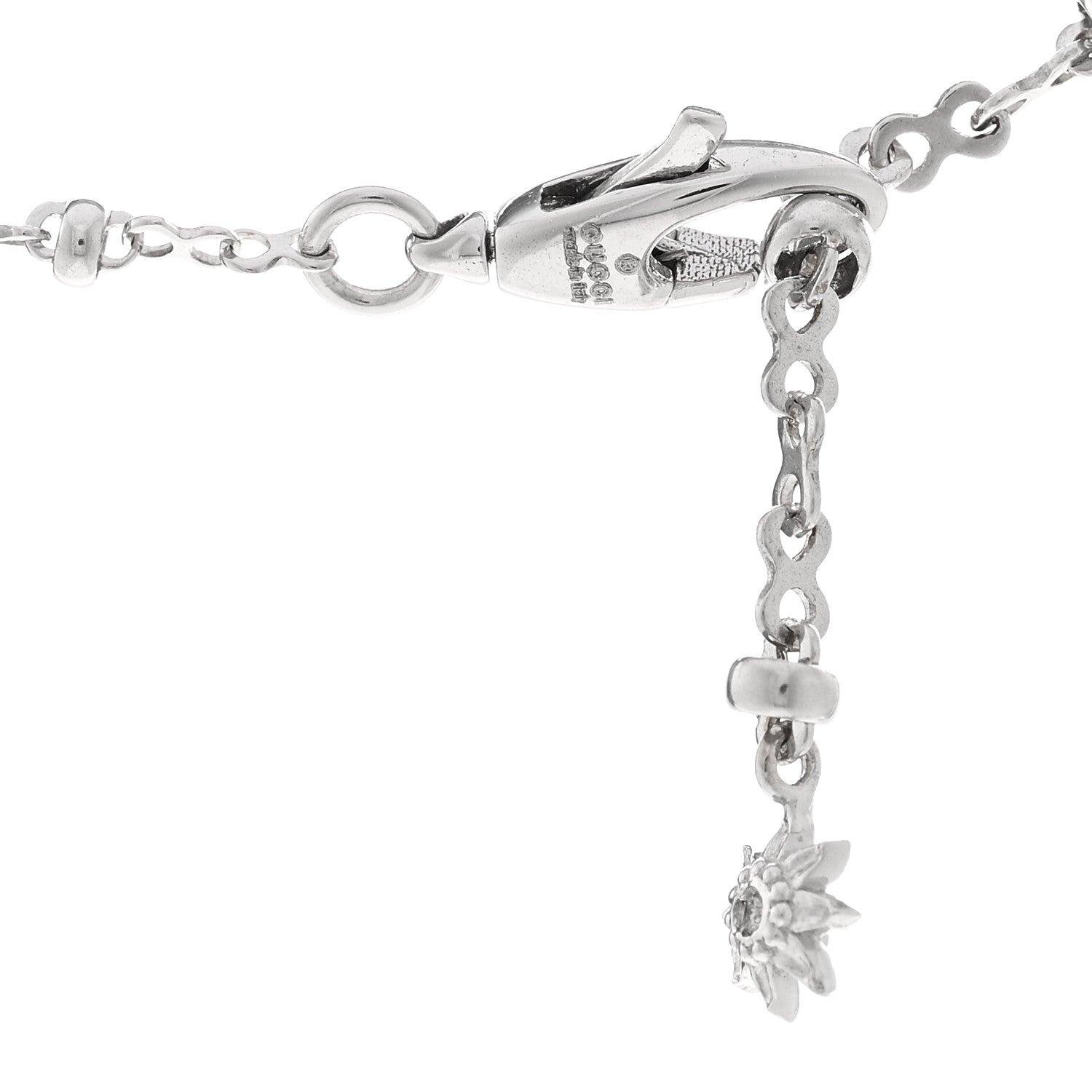 18K White Gold Diamond Flora GG Pendant Necklace
