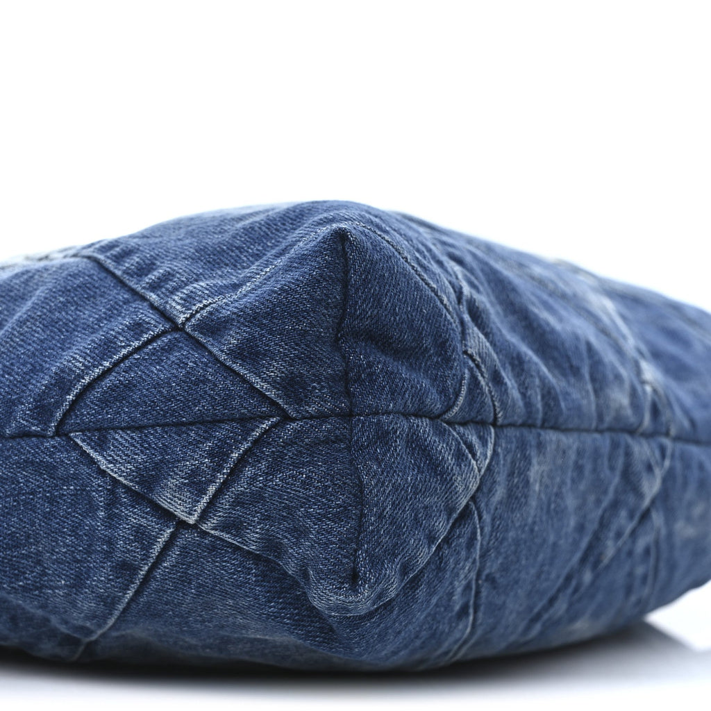 Denim Quilted Small Chanel 22 Blue