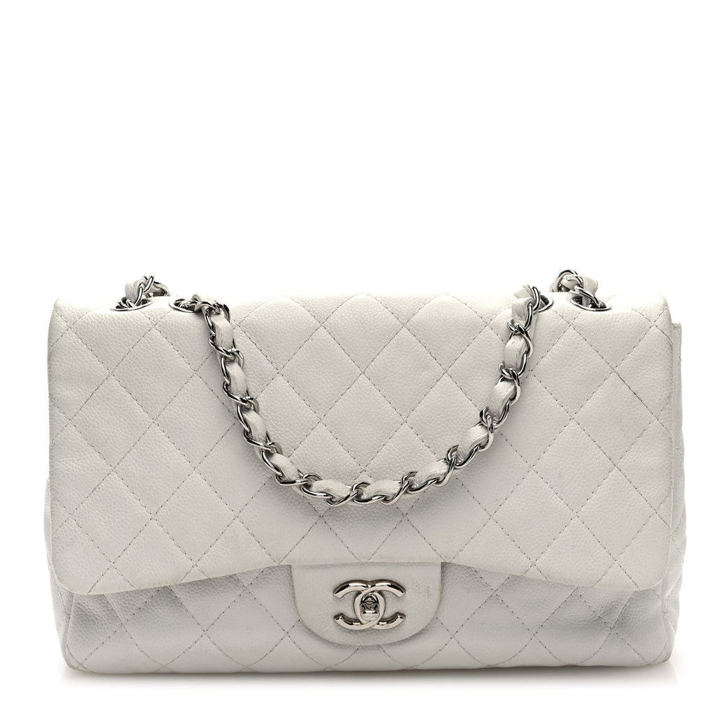 Caviar Quilted Jumbo Single Flap White