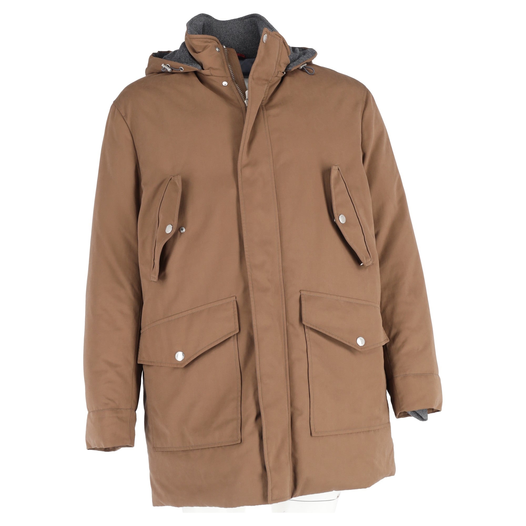 Brunello Cucinelli Hooded Jacket in Brown Cotton