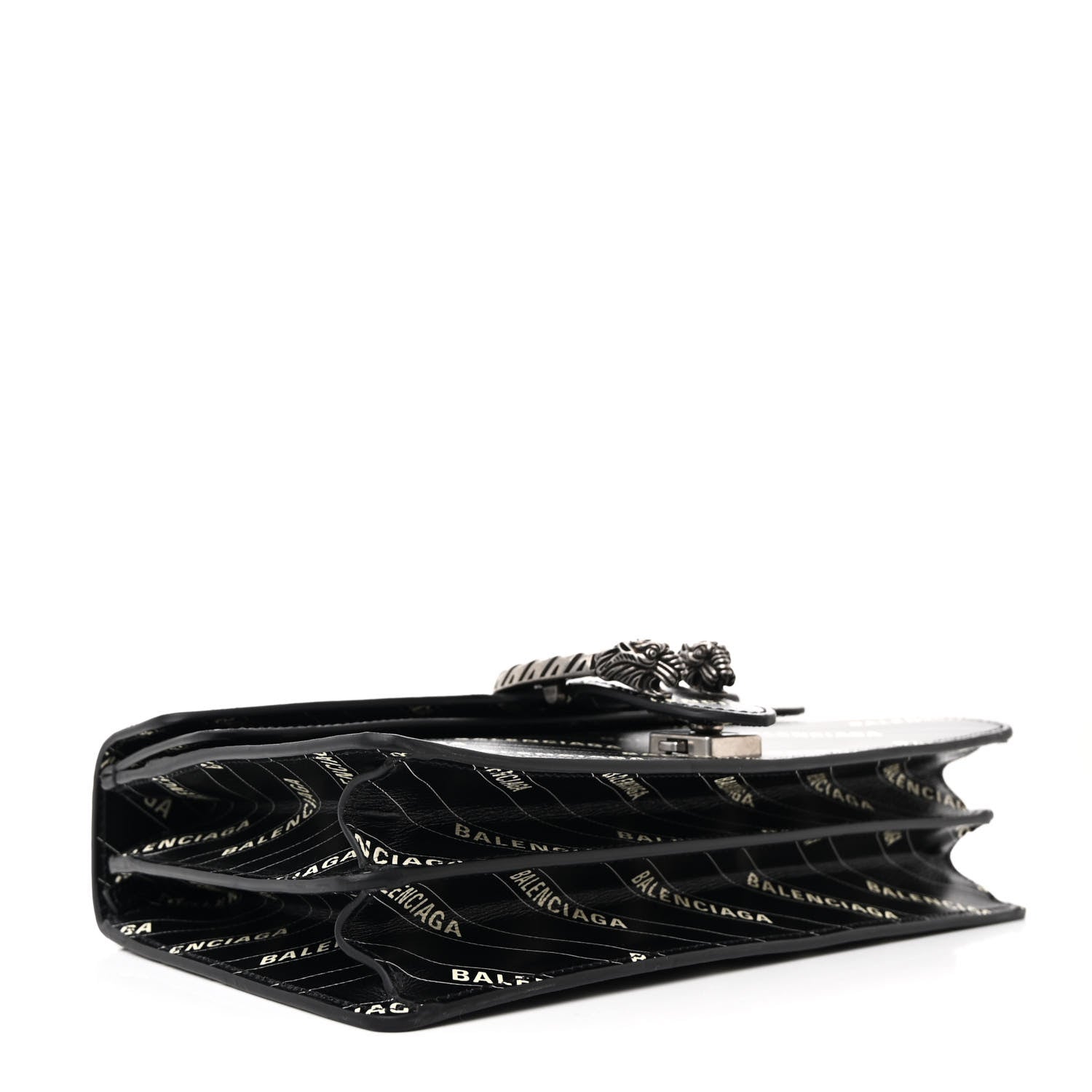X BALENCIAGA Calfskin Logo Print Small Dionysus Shoulder Bag Black