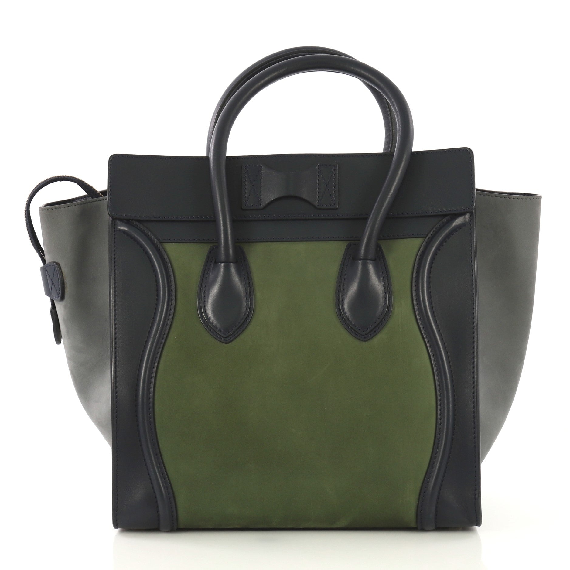 Bicolor Luggage Handbag Nubuck Mini