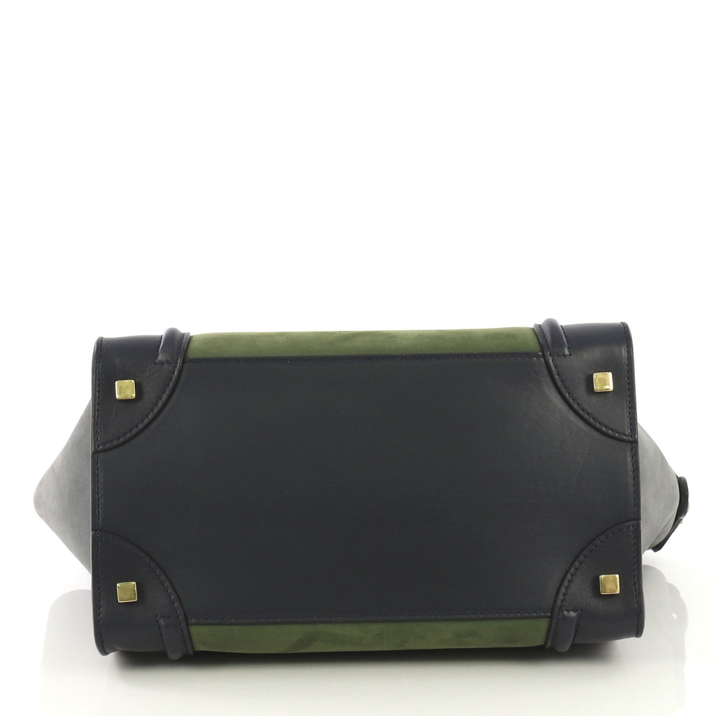 Bicolor Luggage Handbag Nubuck Mini