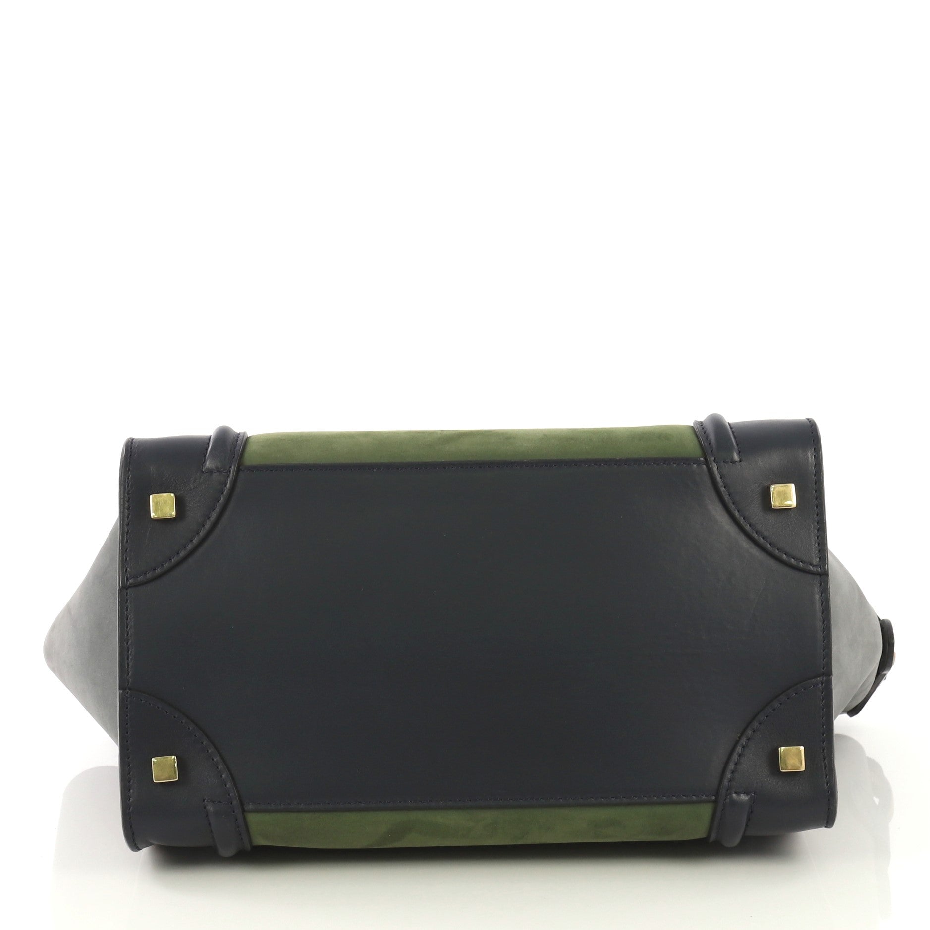 Bicolor Luggage Handbag Nubuck Mini