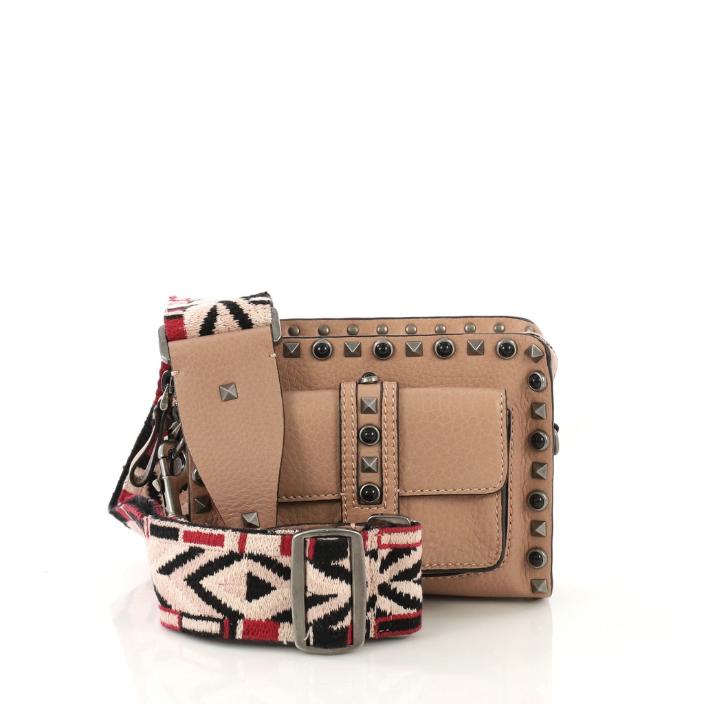 Rolling Rockstud Pocket Crossbody Leather with Cabochons Mini