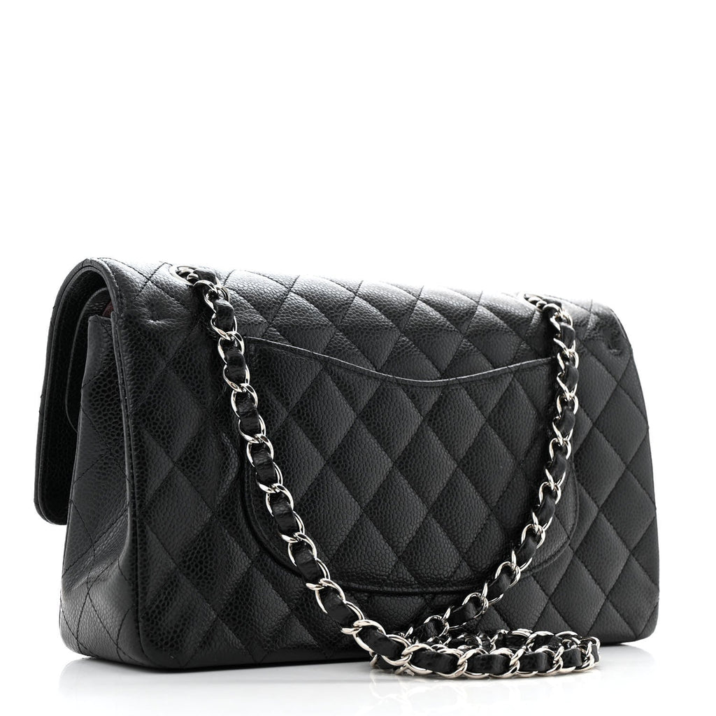 Caviar Quilted Medium Double Flap Black