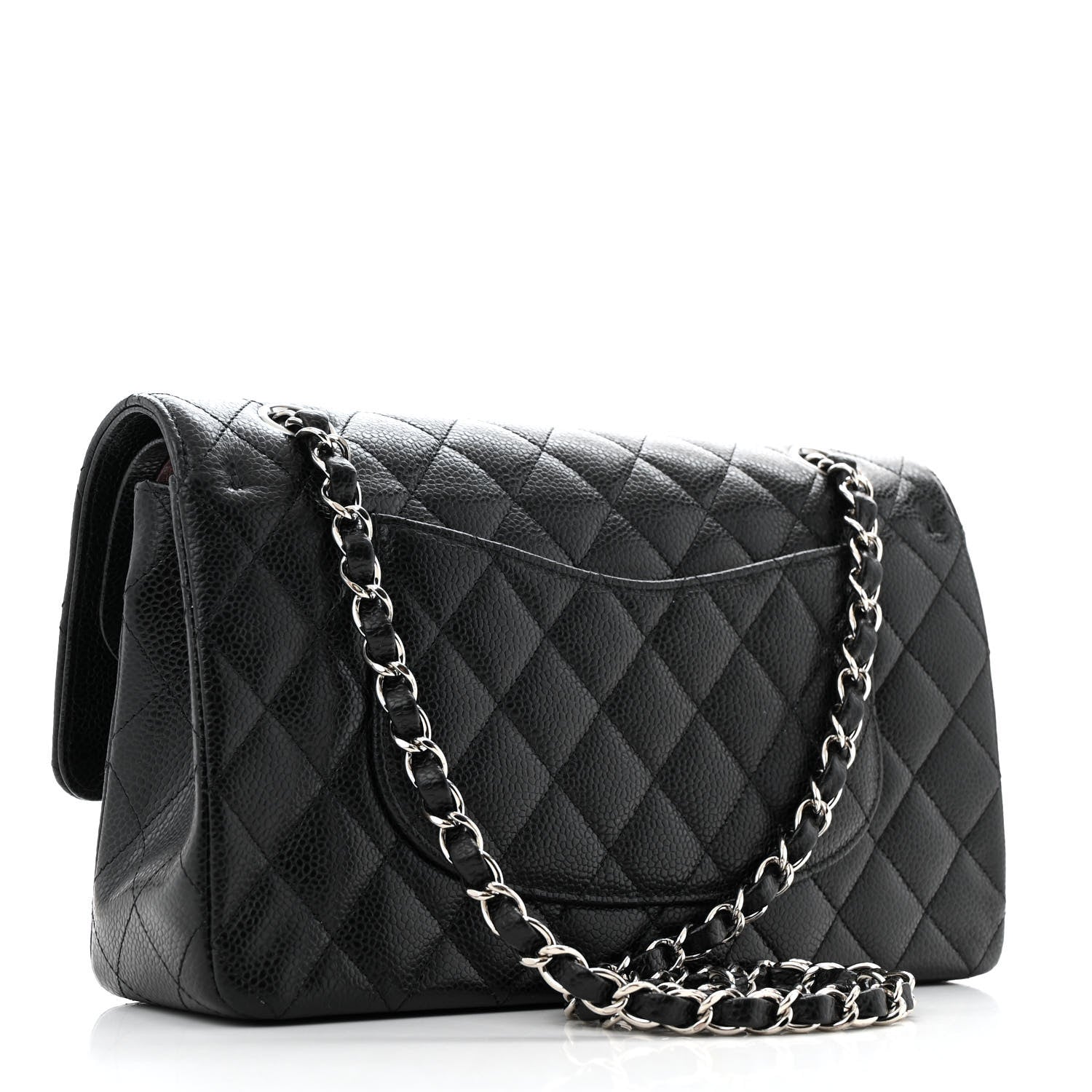 Caviar Quilted Medium Double Flap Black
