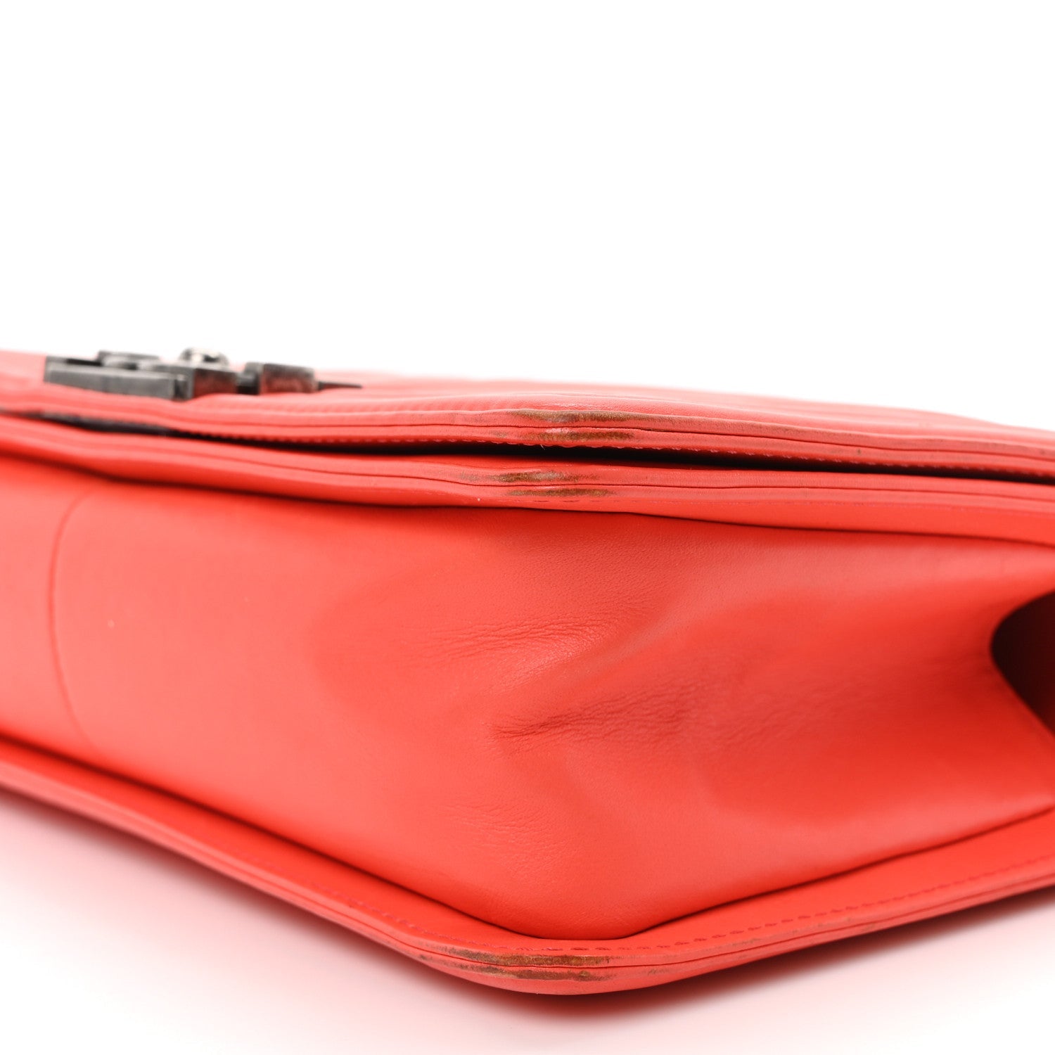 Calfskin Chevron Quilted Medium Boy Flap Coral