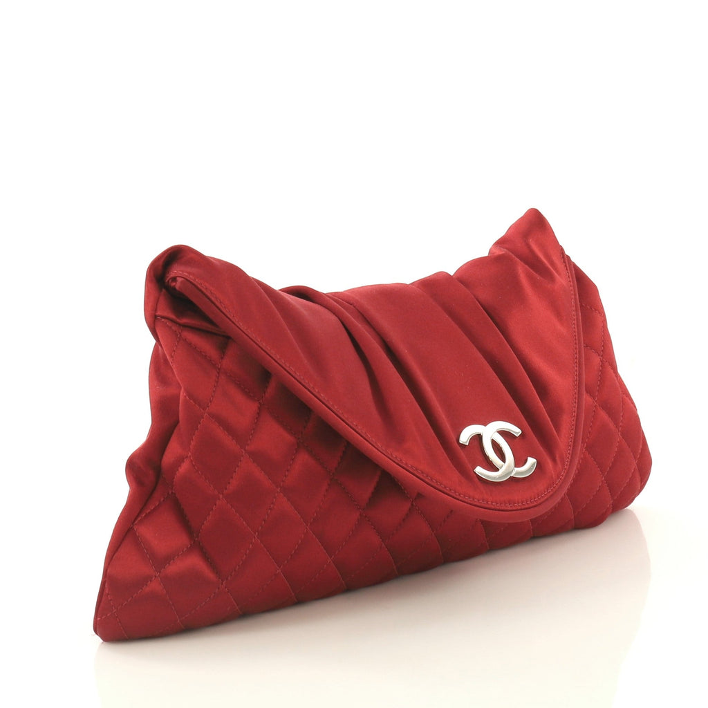CC Half Moon Clutch Quilted Satin Large