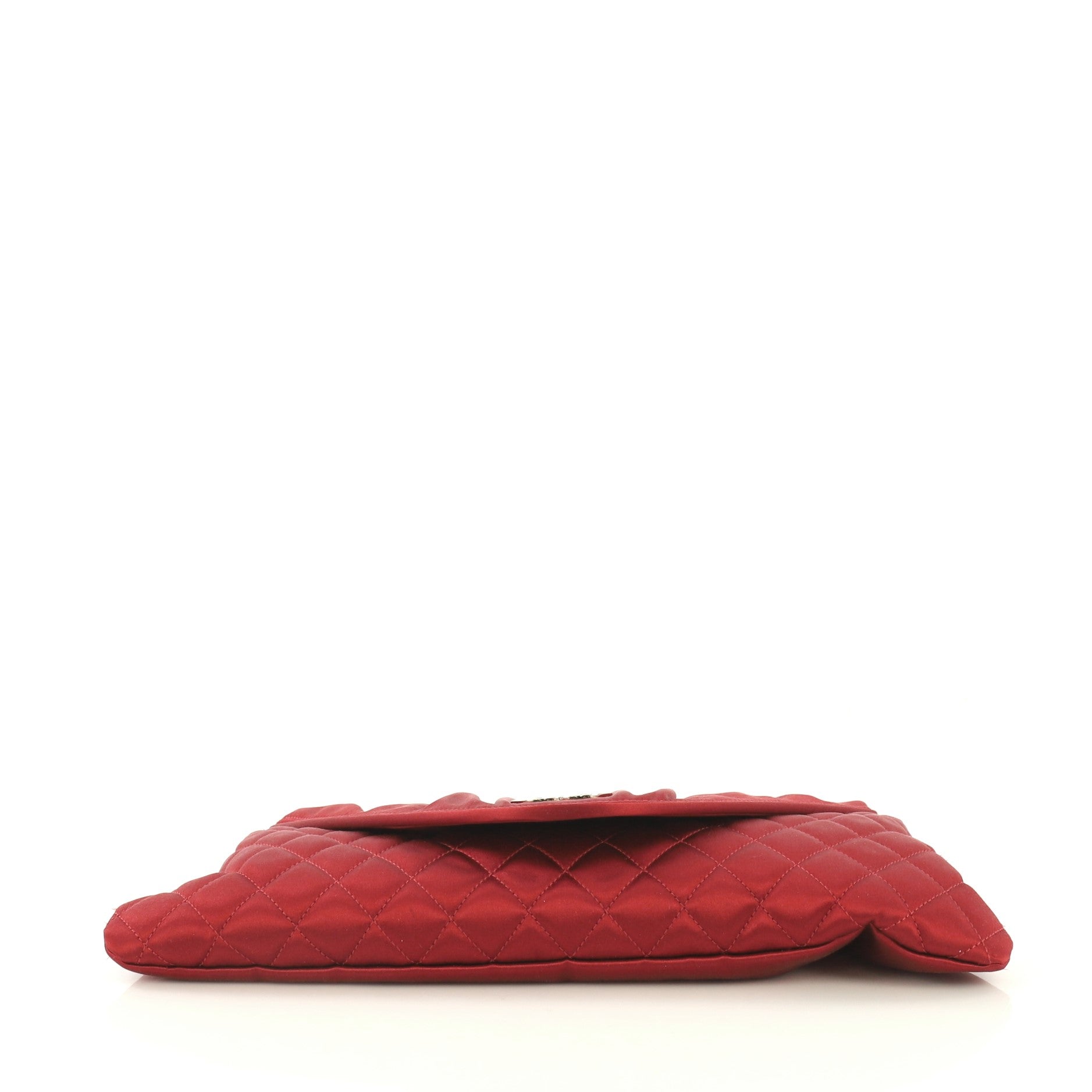 CC Half Moon Clutch Quilted Satin Large