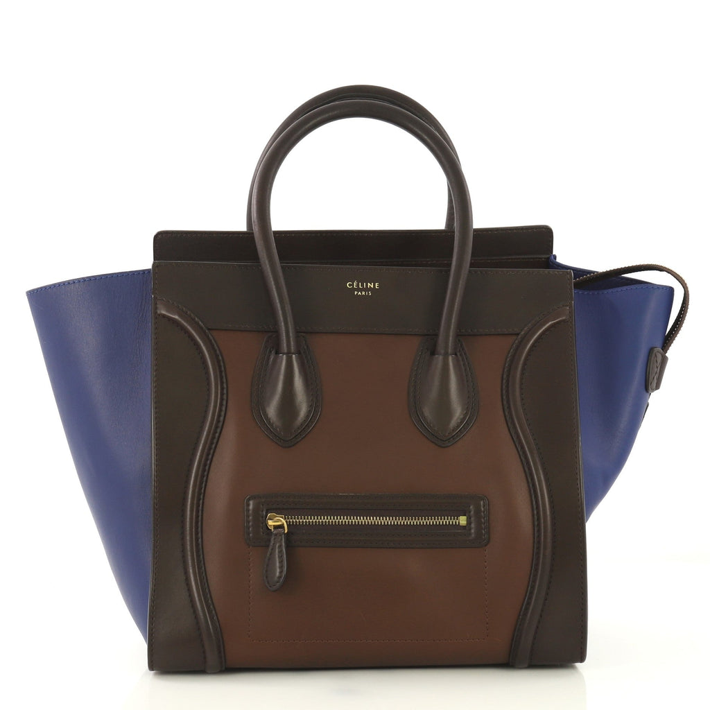 Tricolor Luggage Handbag Leather Mini