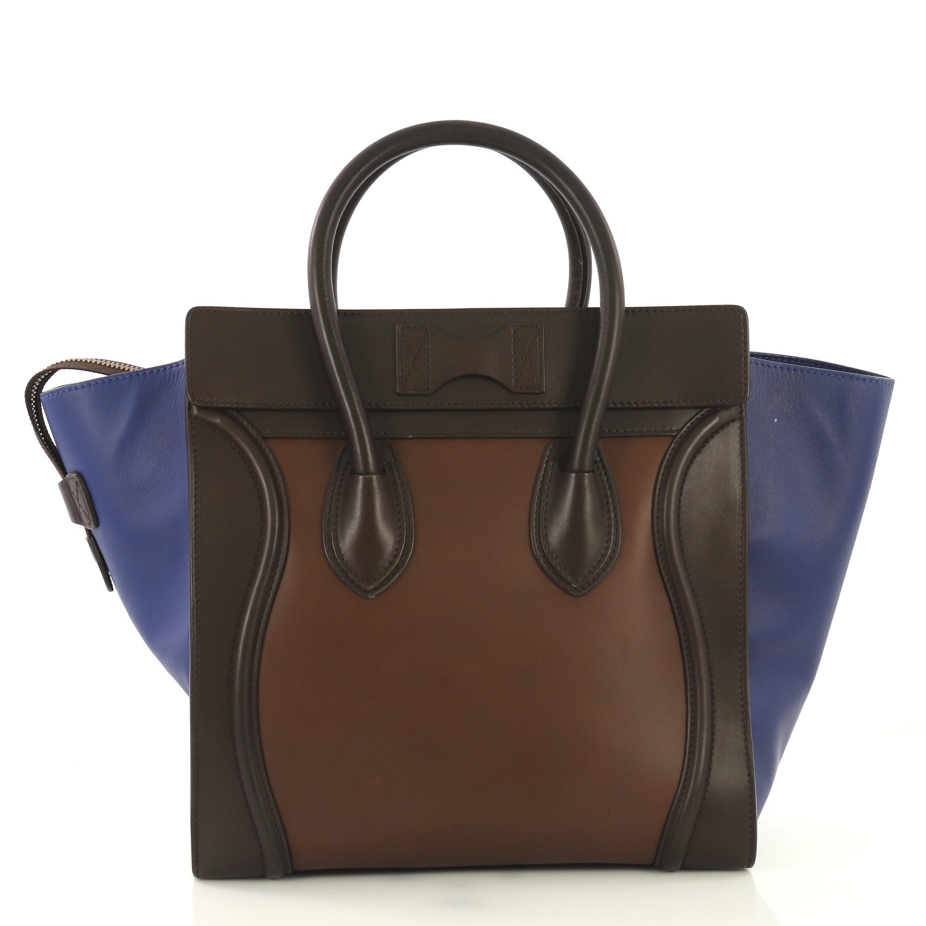 Tricolor Luggage Handbag Leather Mini