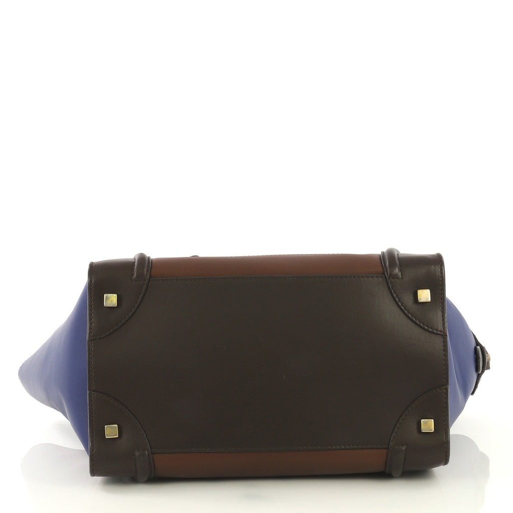 Tricolor Luggage Handbag Leather Mini