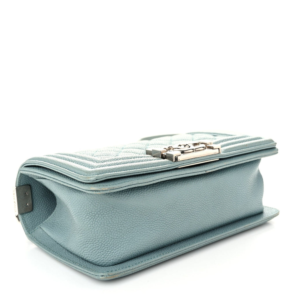 Caviar Quilted Small Boy Flap Light Blue