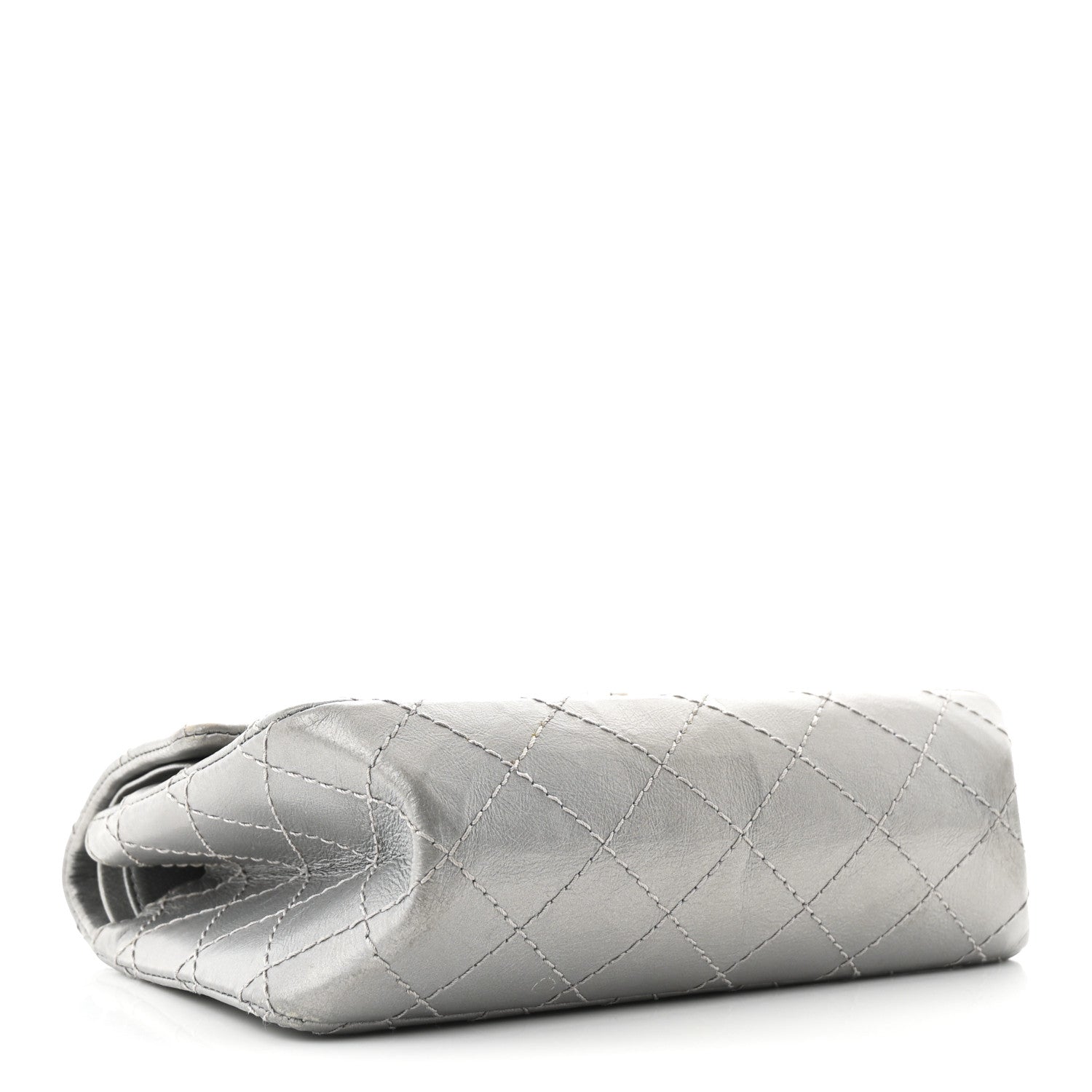 Metallic Aged Calfskin Quilted 2.55 Reissue Mini Flap Silver