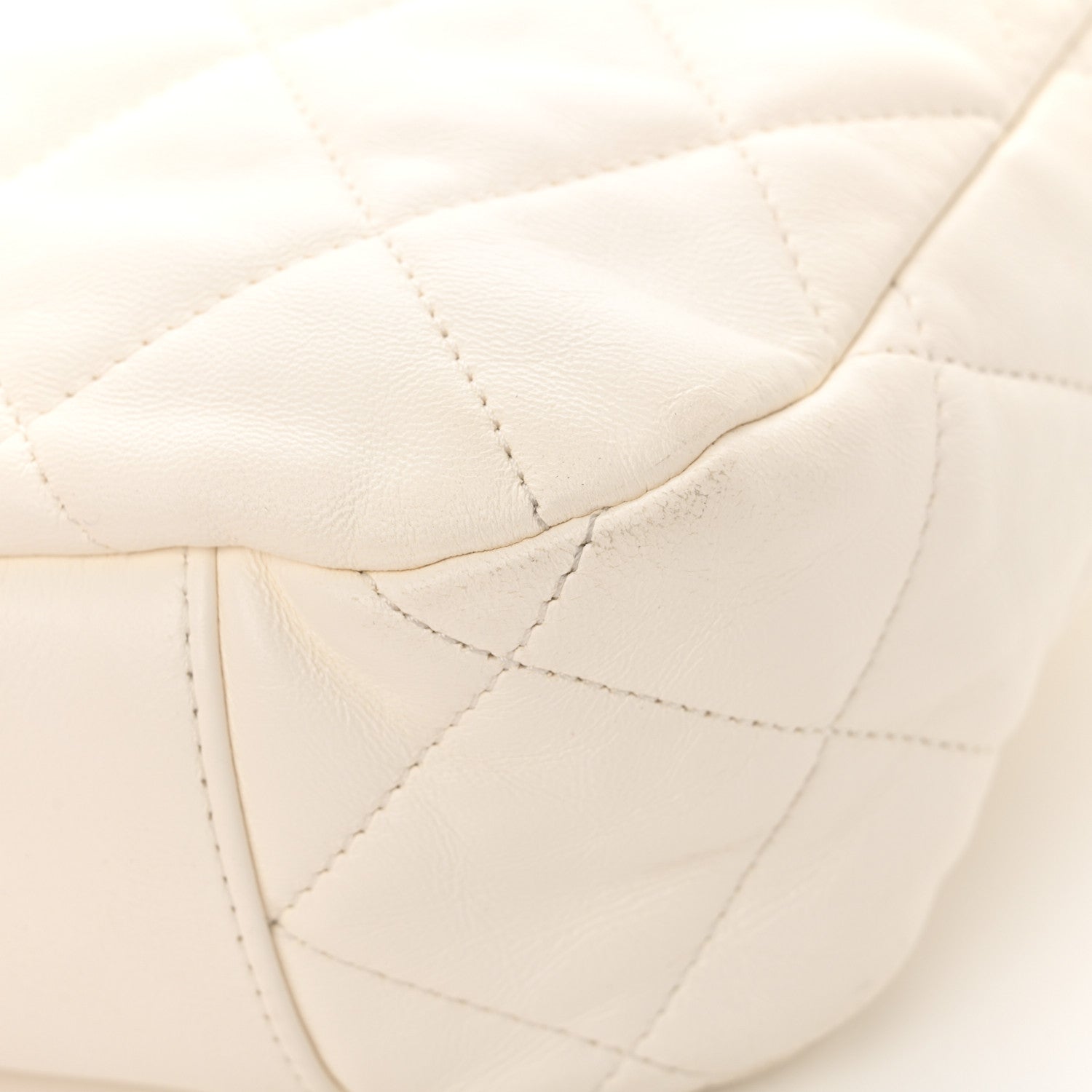 Lambskin Quilted Large CC Funky Town Hobo White