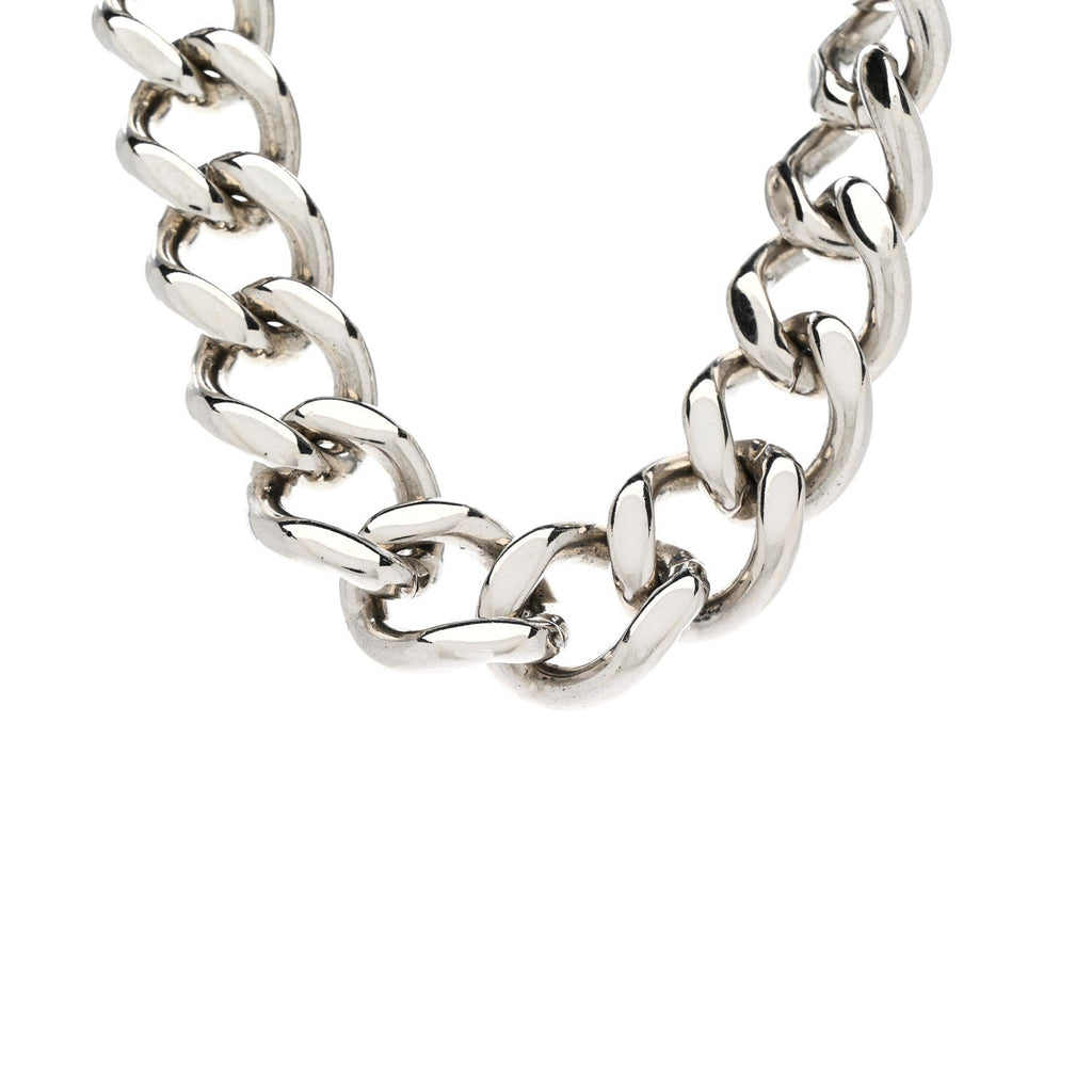 Brass CD Icon Chain Link Necklace Silver