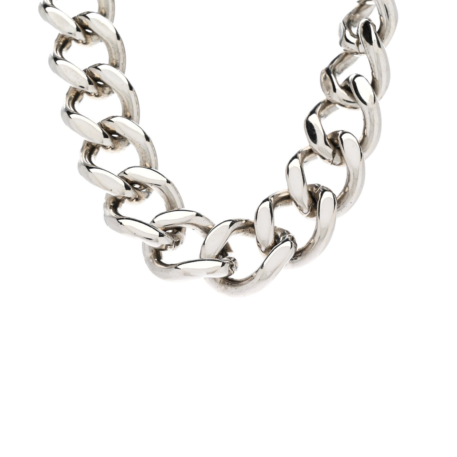 Brass CD Icon Chain Link Necklace Silver