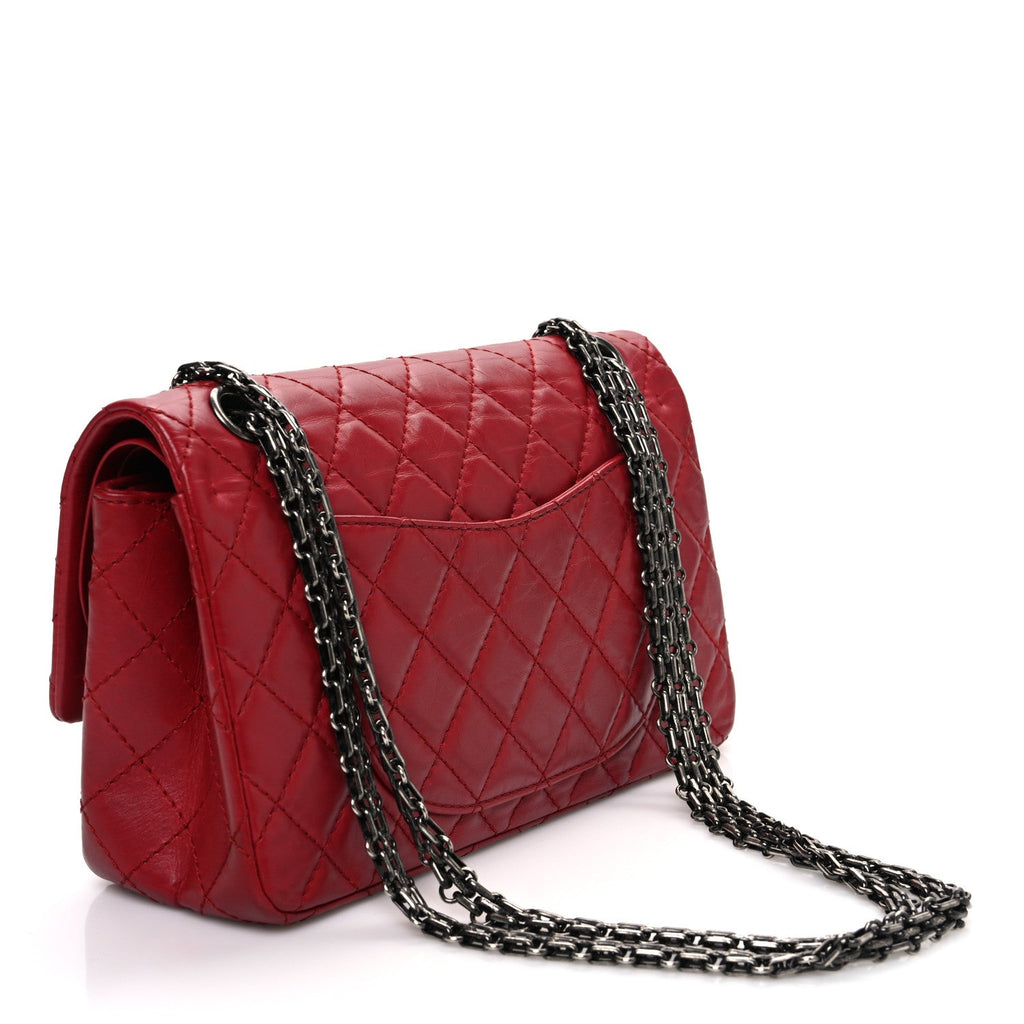Aged Calfskin Quilted 2.55 Reissue 225 Flap Red