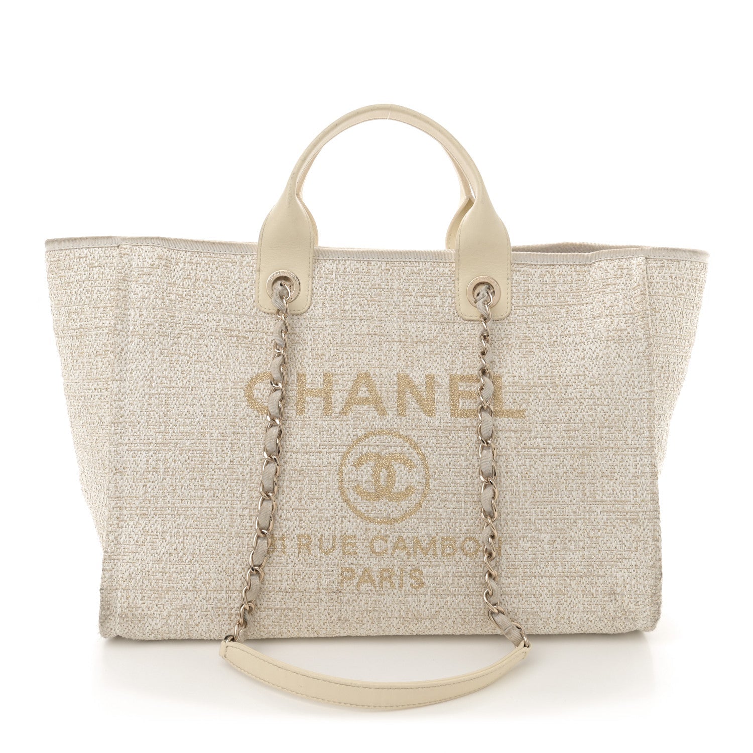 Lurex Boucle Medium Deauville Tote White