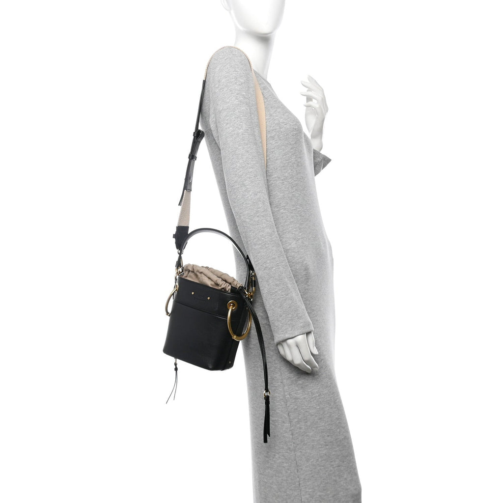 Smooth Calfskin Small Roy Bucket Bag Black
