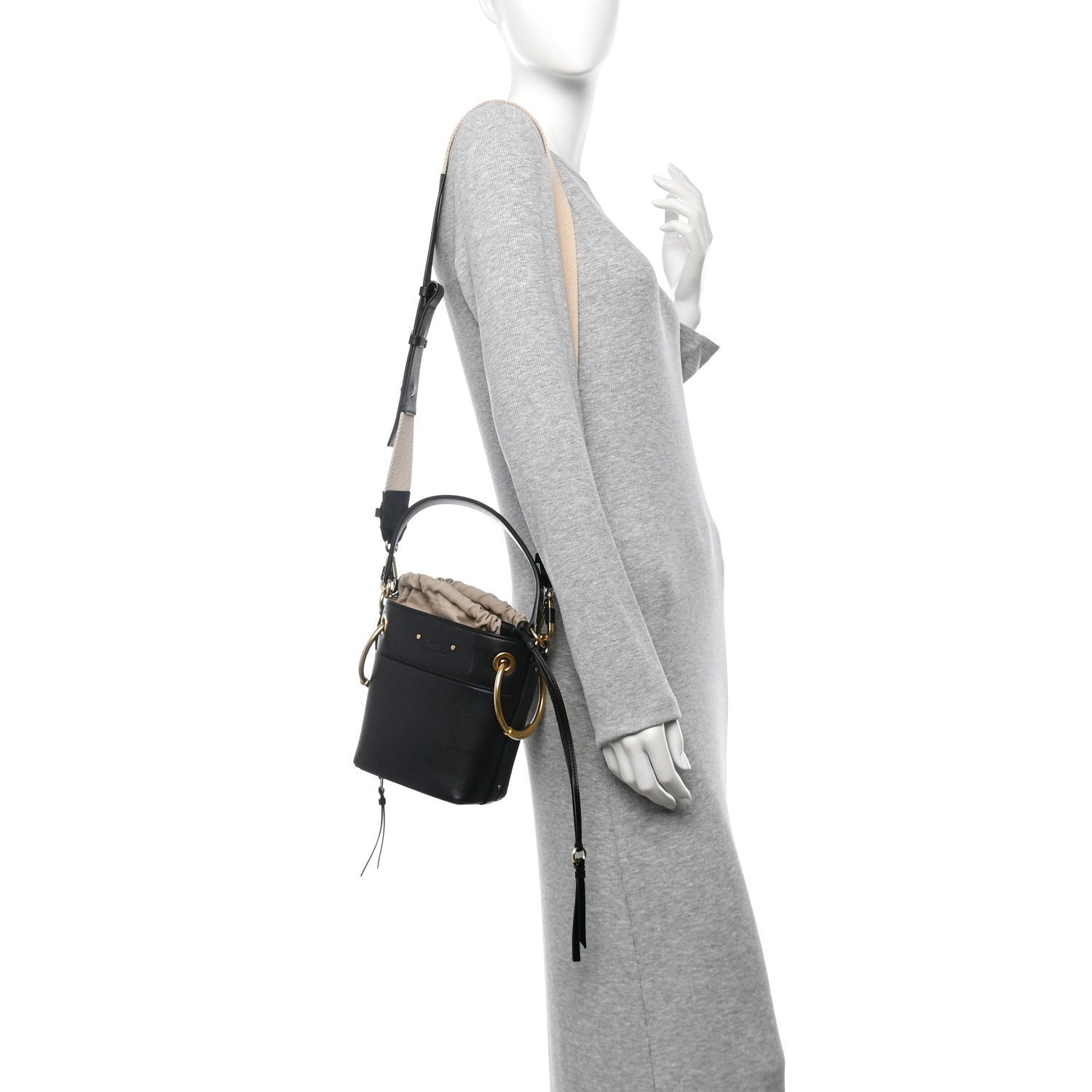 Smooth Calfskin Small Roy Bucket Bag Black