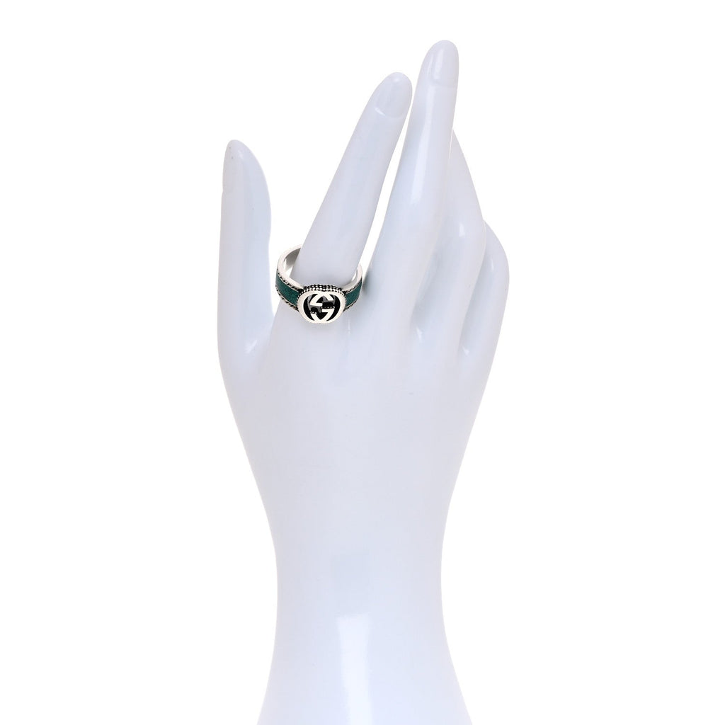 Sterling Silver Resin Interlocking G Band Ring 64 10.75 Turquoise