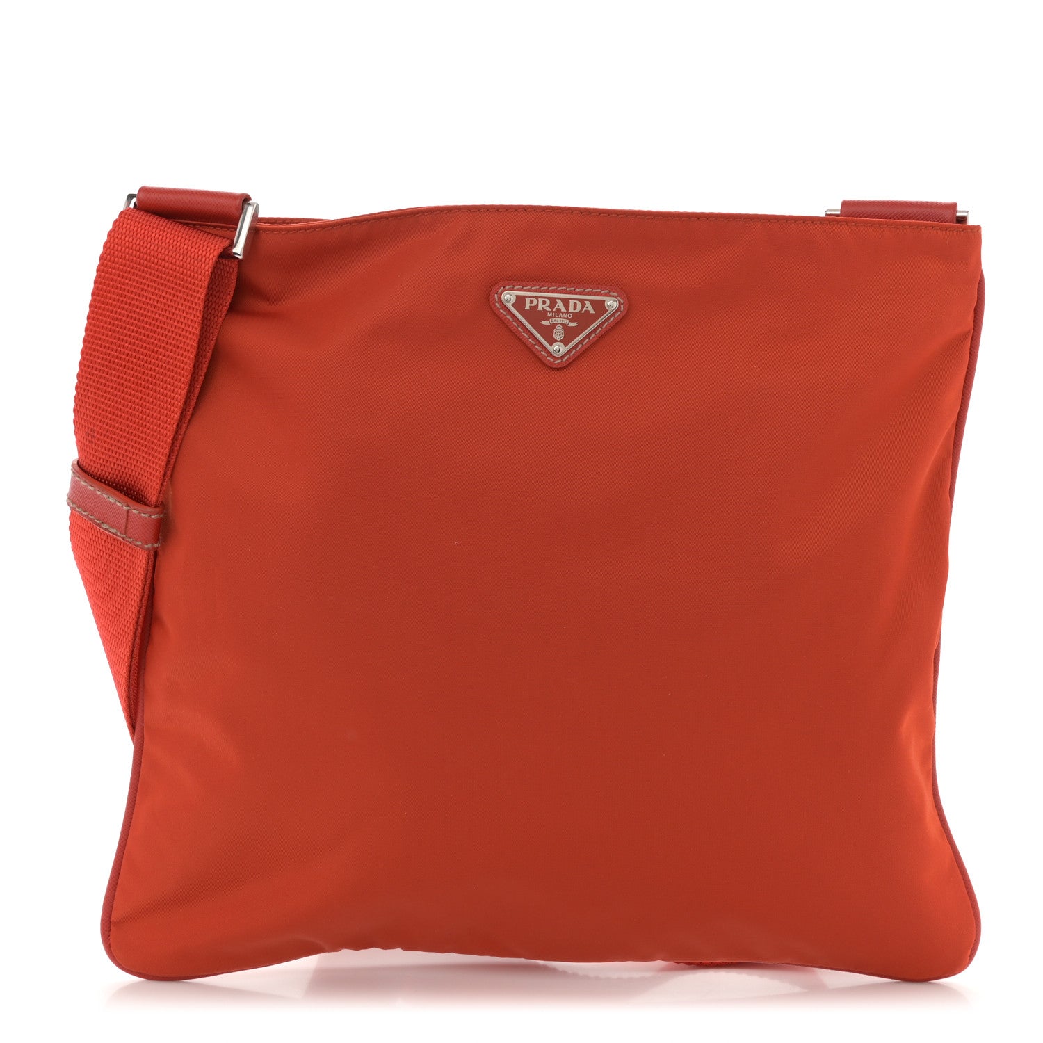 Nylon Vela Flat Messenger Bag Mandarino