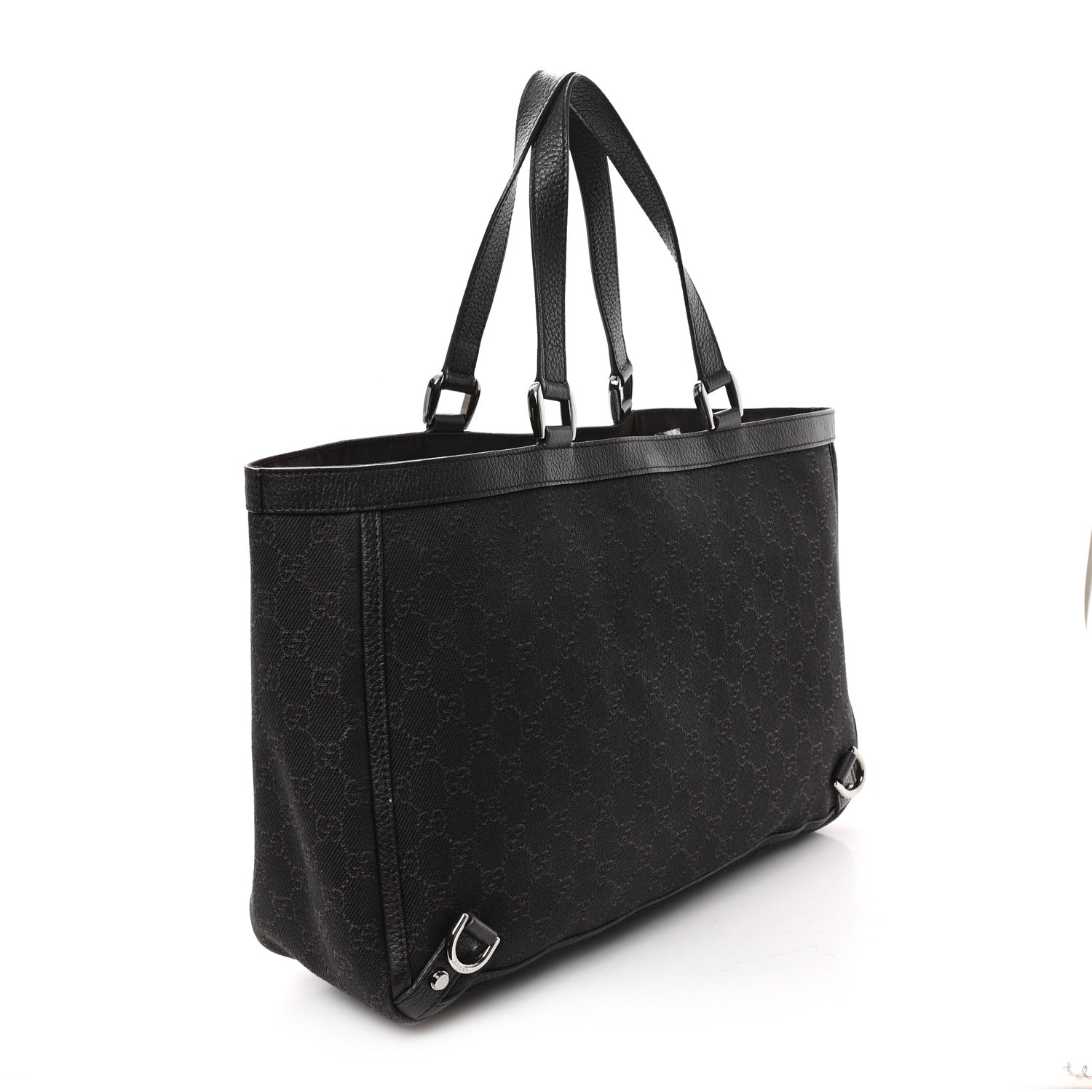 Denim Monogram Large Abbey Tote Dark Brown