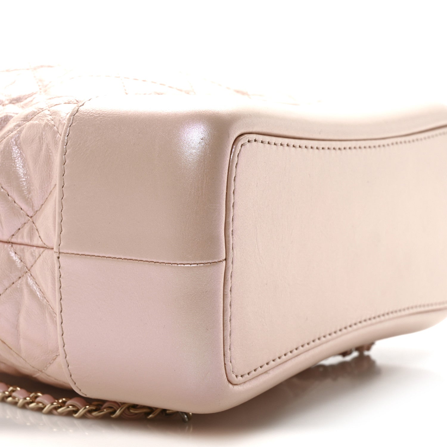 Iridescent Aged Calfskin Quilted Small Gabrielle Backpack Pink