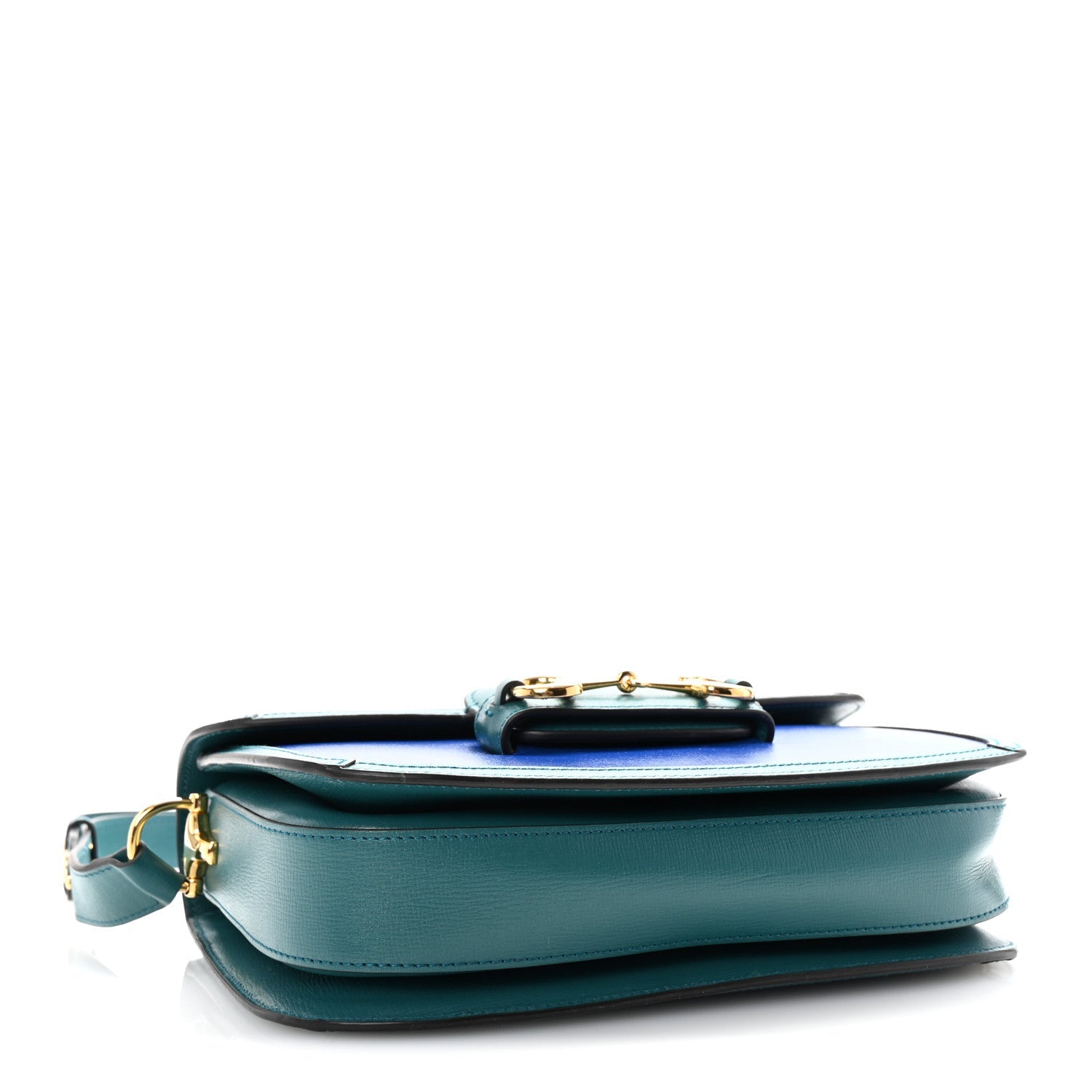 Azalea Calfskin Horsebit 1955 Shoulder Bag Blue Green