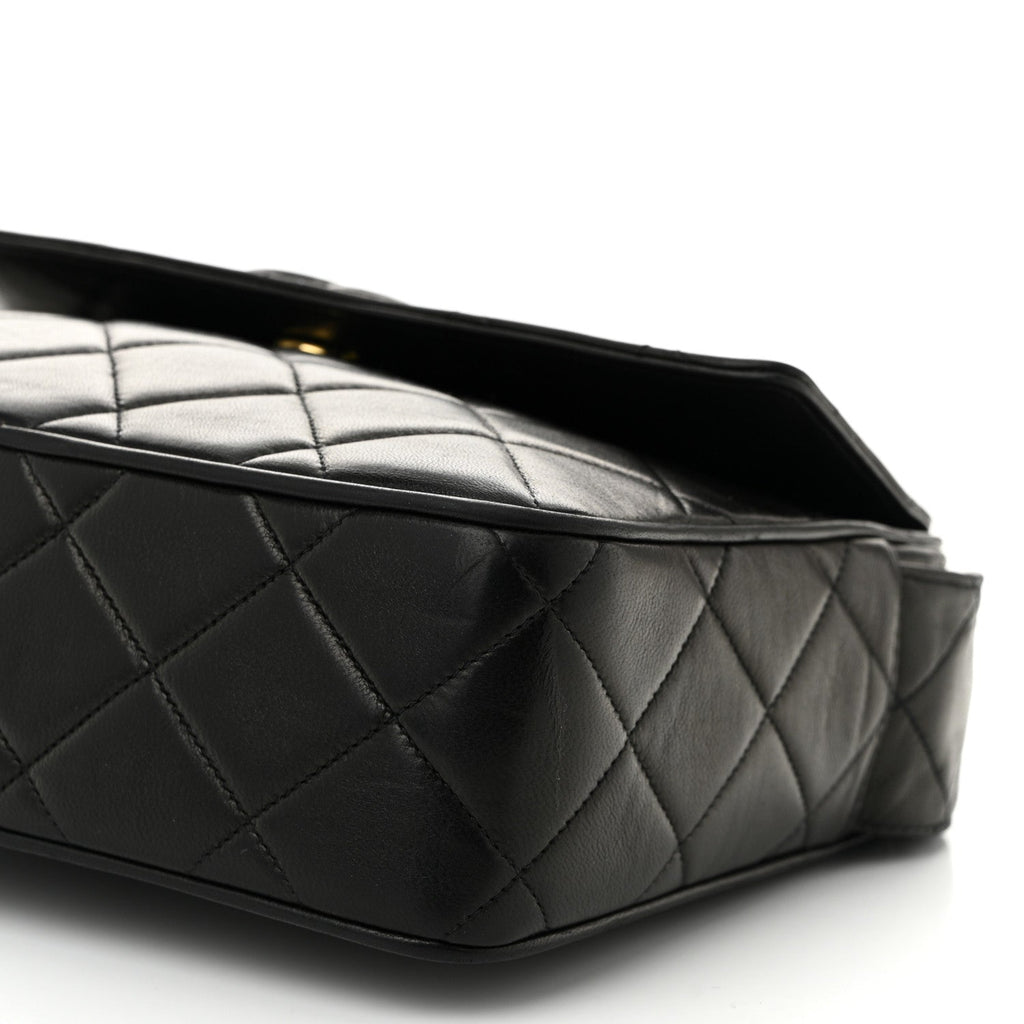 Lambskin Quilted Tassel Flap Camera Case Black