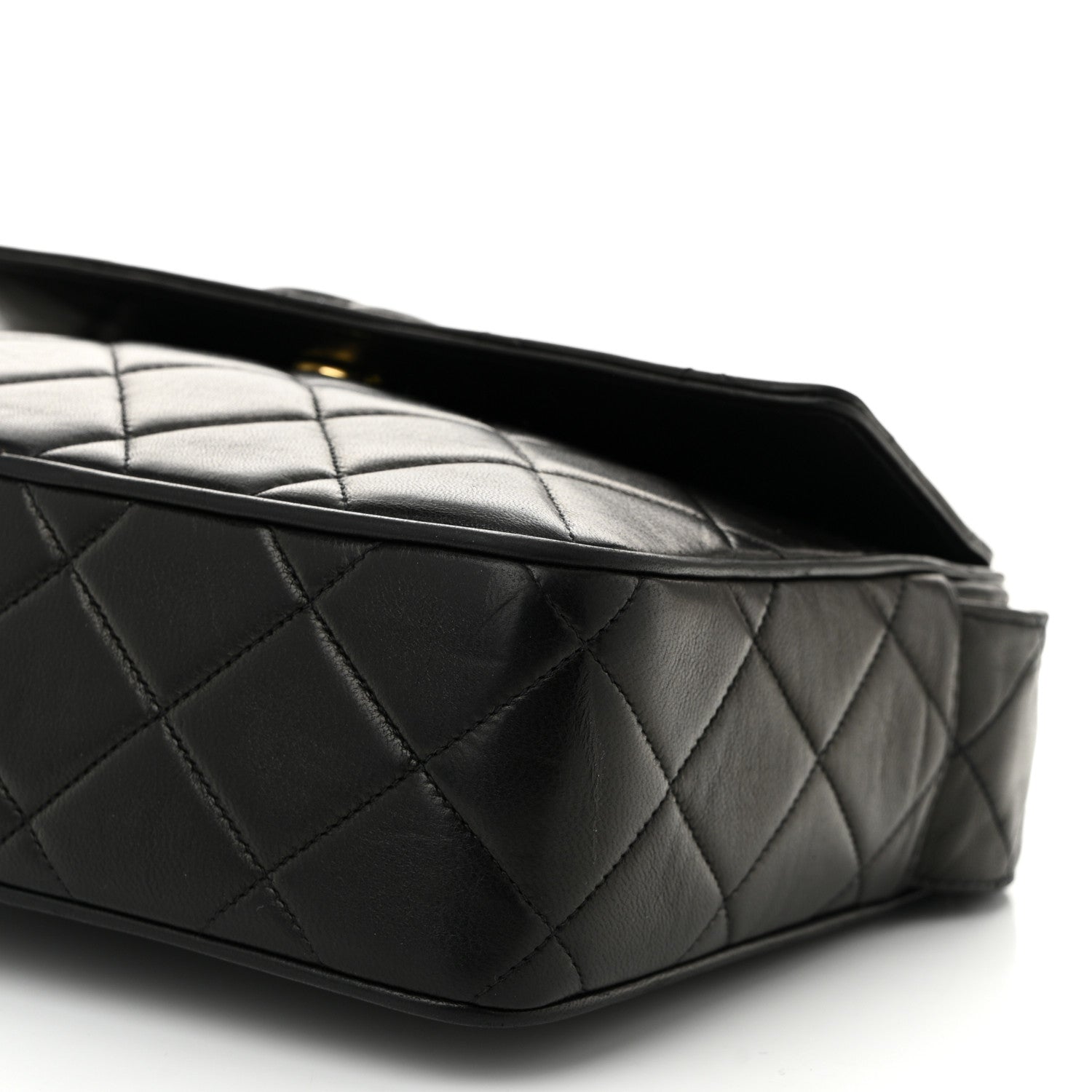 Lambskin Quilted Tassel Flap Camera Case Black