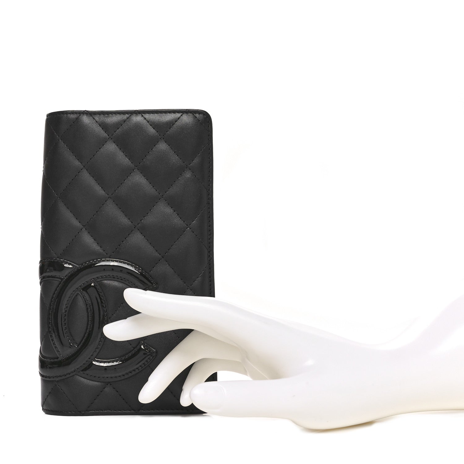 Calfskin Quilted Cambon Yen Wallet Black