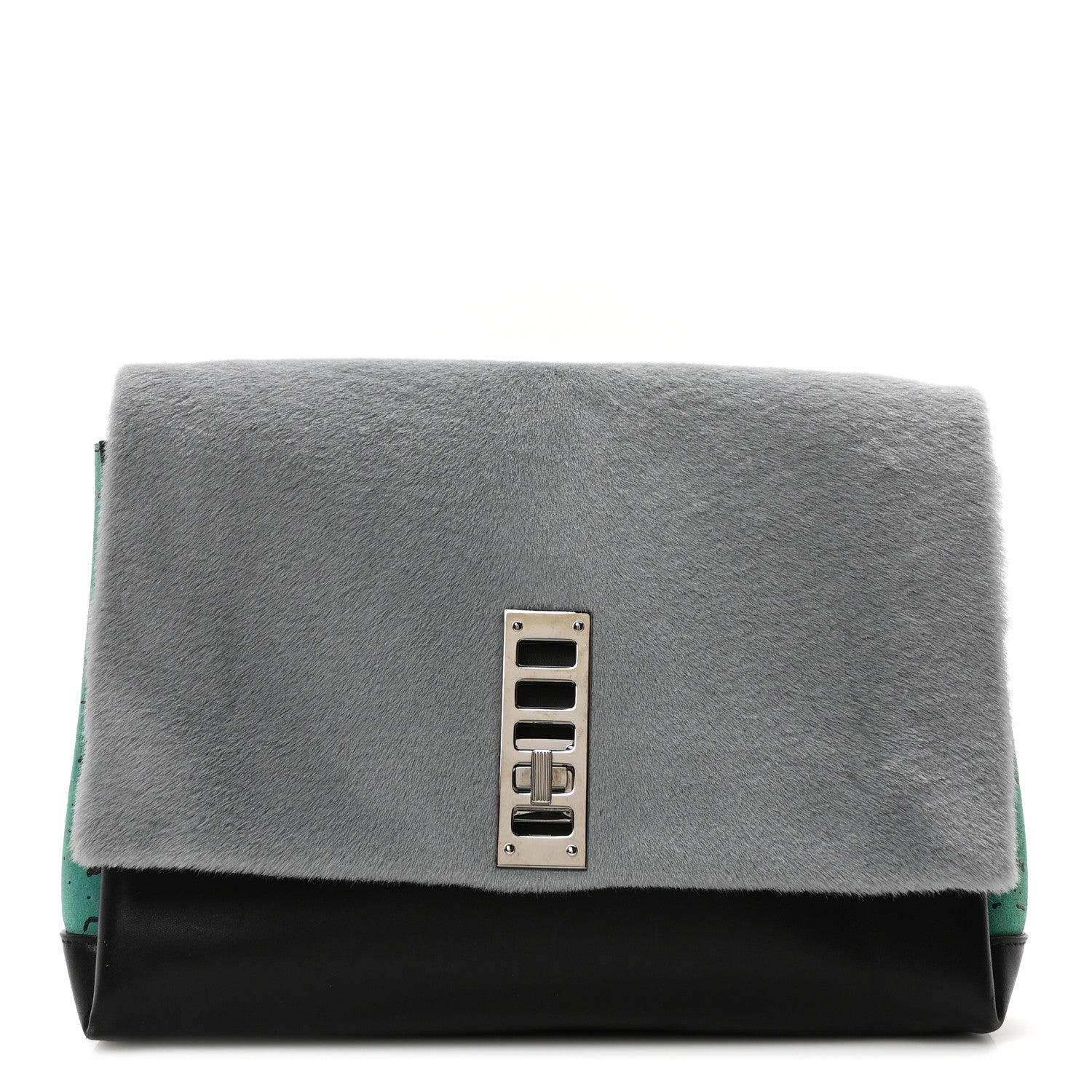 Sheephair Calfskin Suede PS Elliot Clutch Grey Green Black