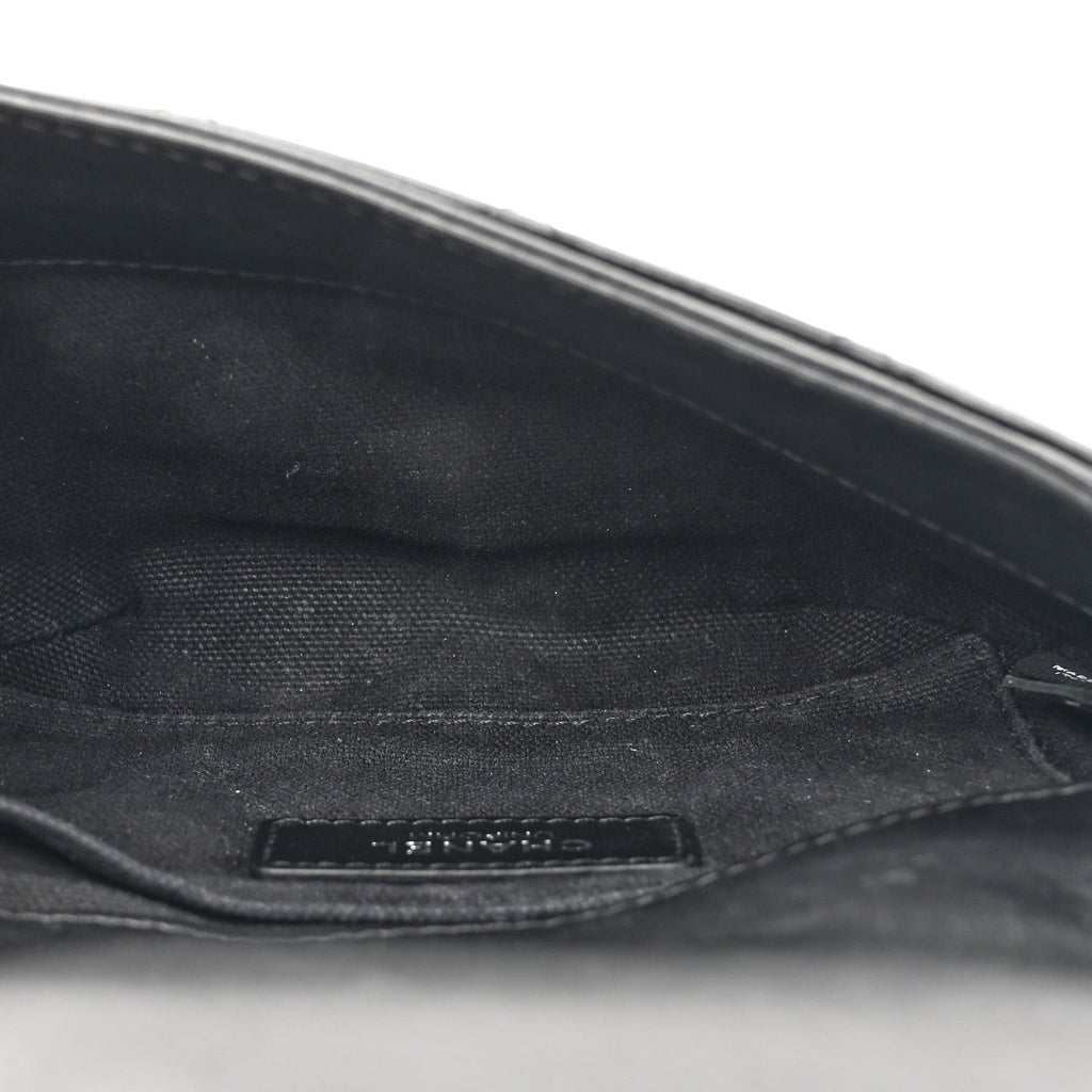Calfskin Quilted CC Uniform Flap Belt Bag Black