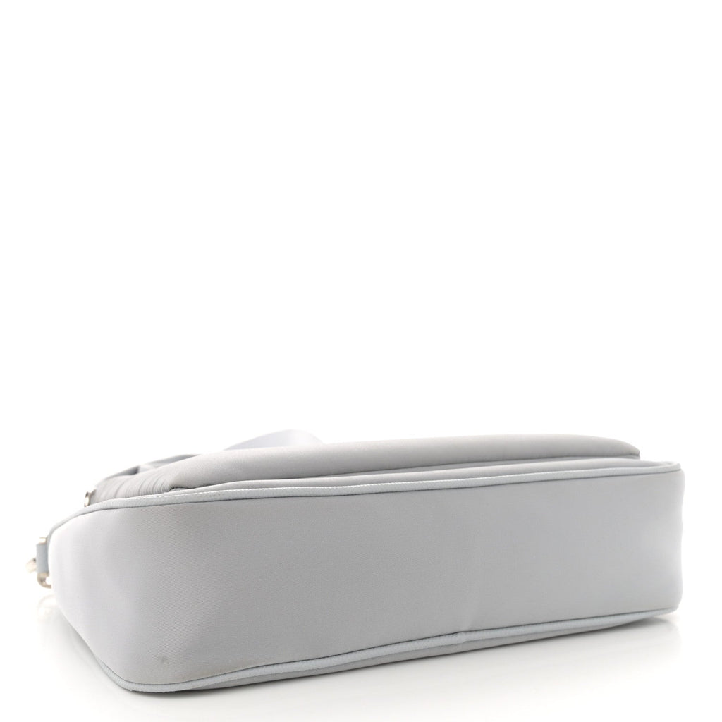 Re-Nylon Saffiano Double Pouch Shoulder Bag Fiordaliso