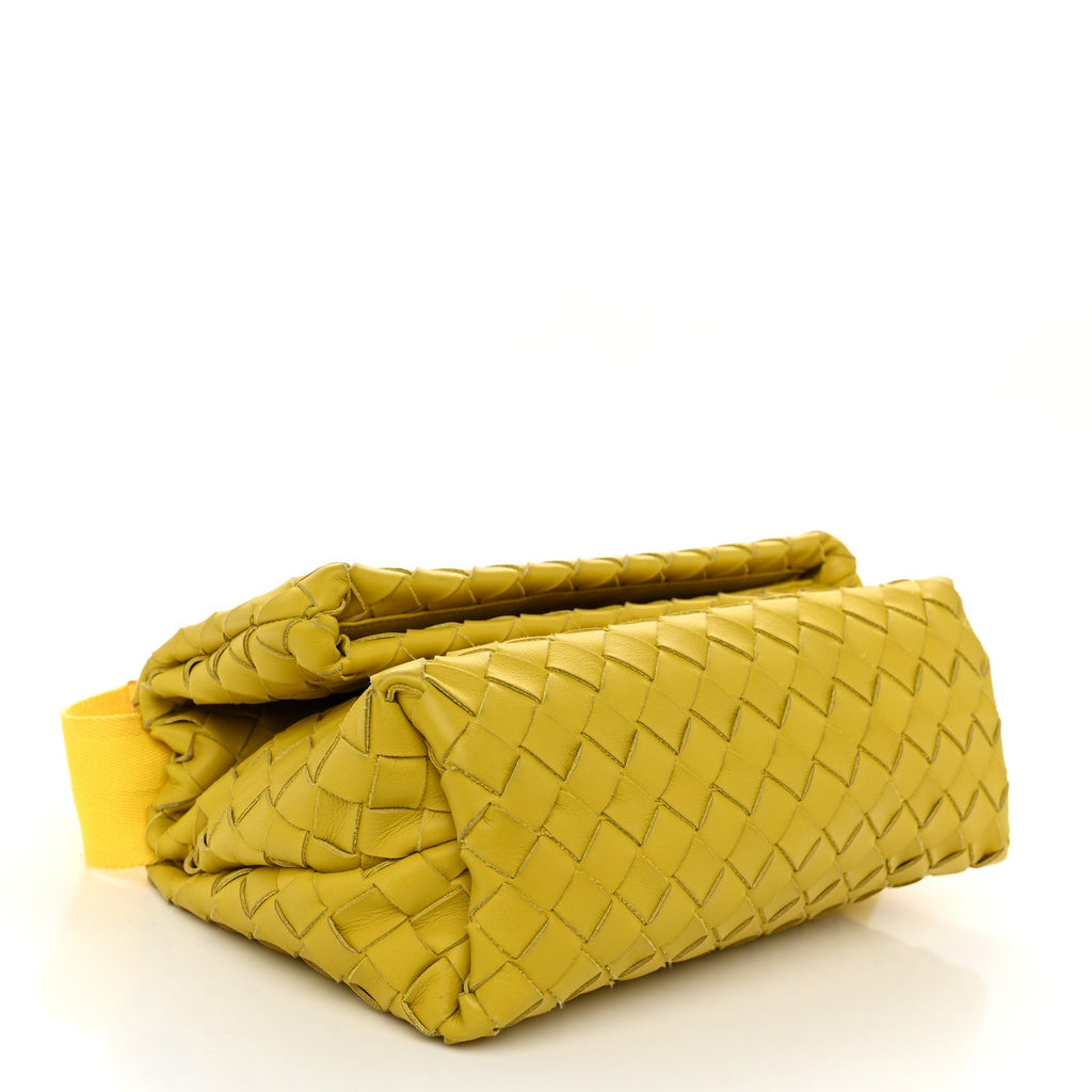 Nappa Intrecciato Small Fold Crossbody Messenger Lemon